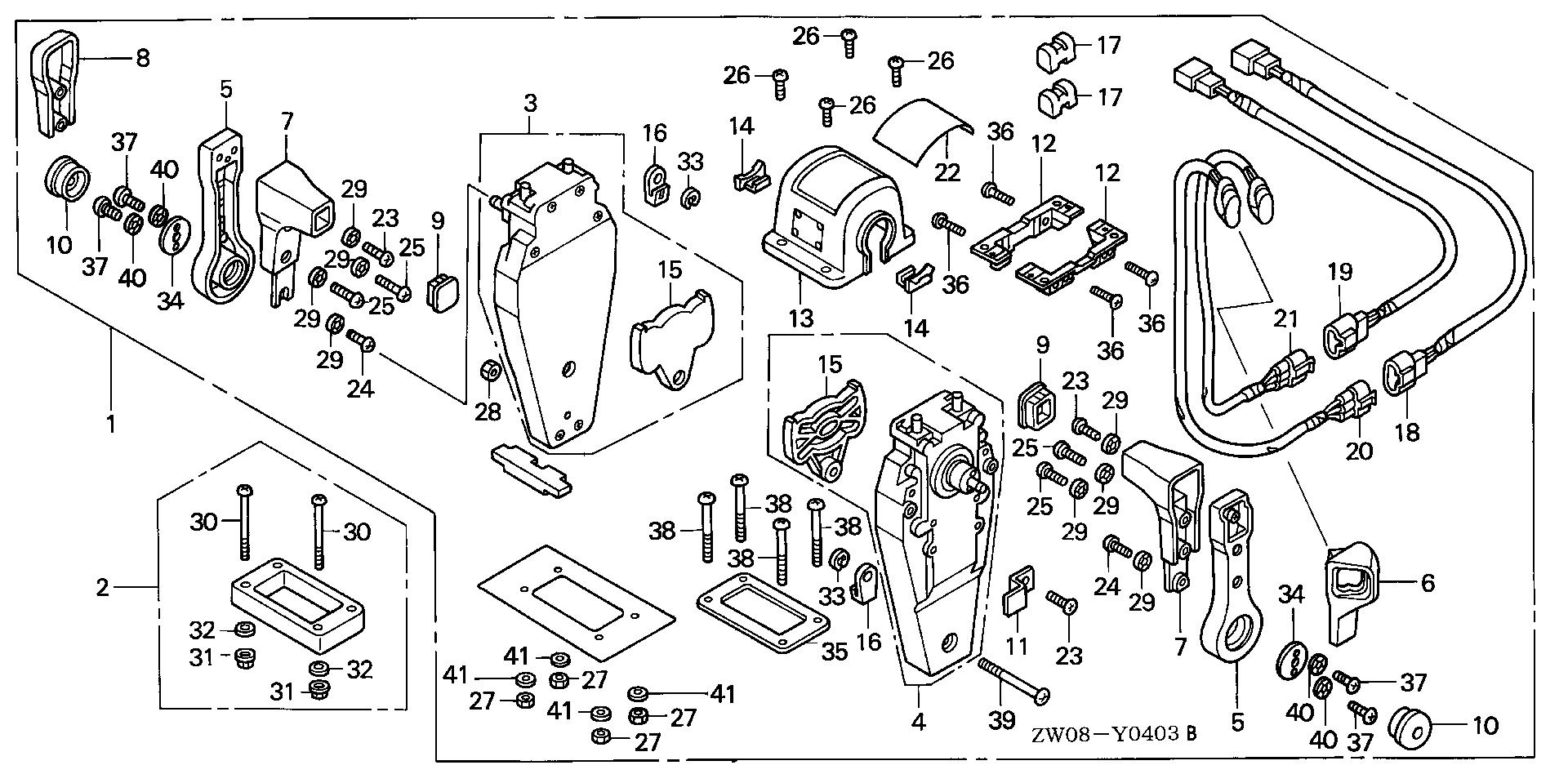 BF90 BF90A2 remote control (top mount dual type) (l.) exploded parts diagram with numbered part references