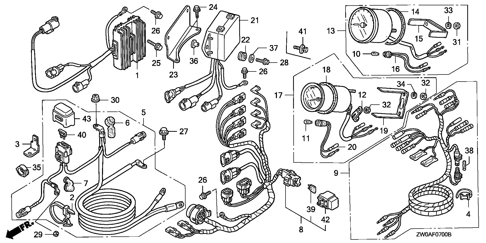 BF75 BF75A6 regulator - starter cable exploded parts diagram with numbered part references