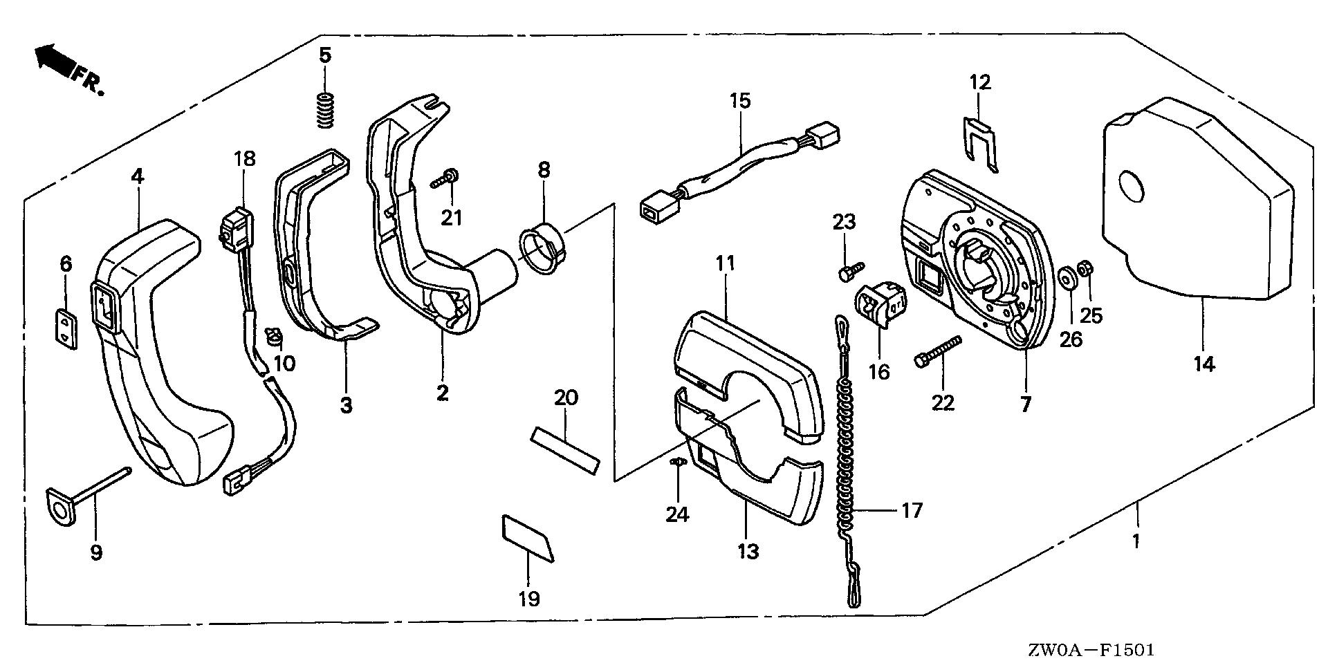 BF75 BF75A6 remote control (panel    mount) exploded parts diagram with numbered part references