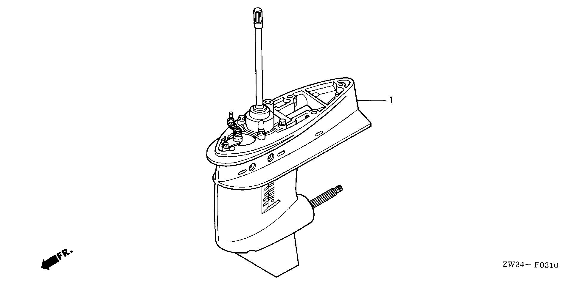 BF50 BF50A5 gear case assy. exploded parts diagram with numbered part references