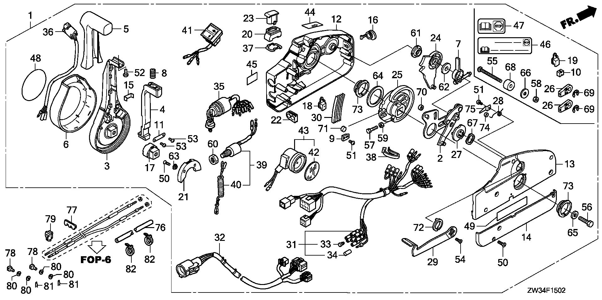 BF50 BF50A5 remote control (nhk mec) (handle cap = chrome) exploded parts diagram with numbered part references