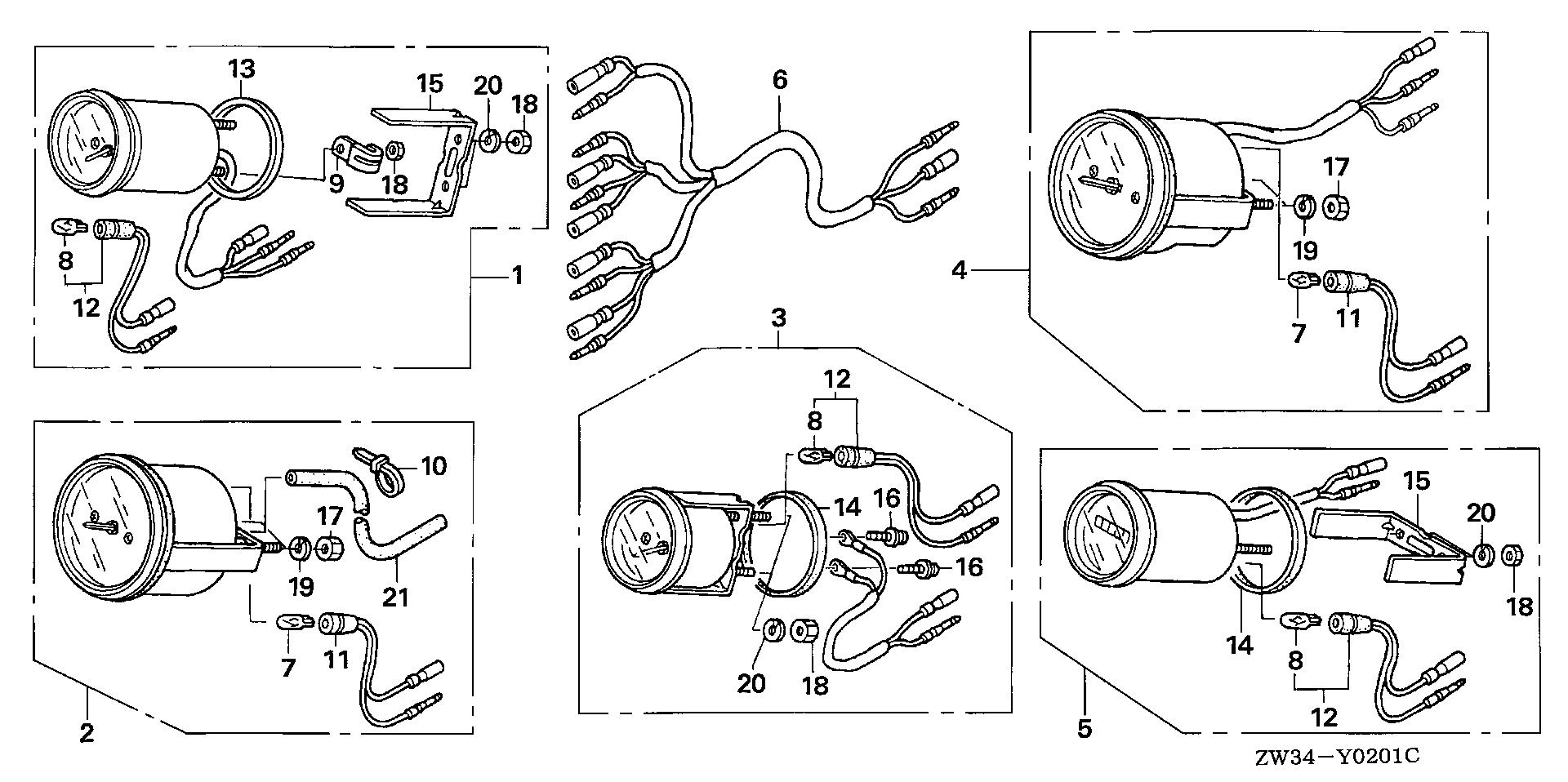 BF50 BF50A5 meter kit exploded parts diagram with numbered part references