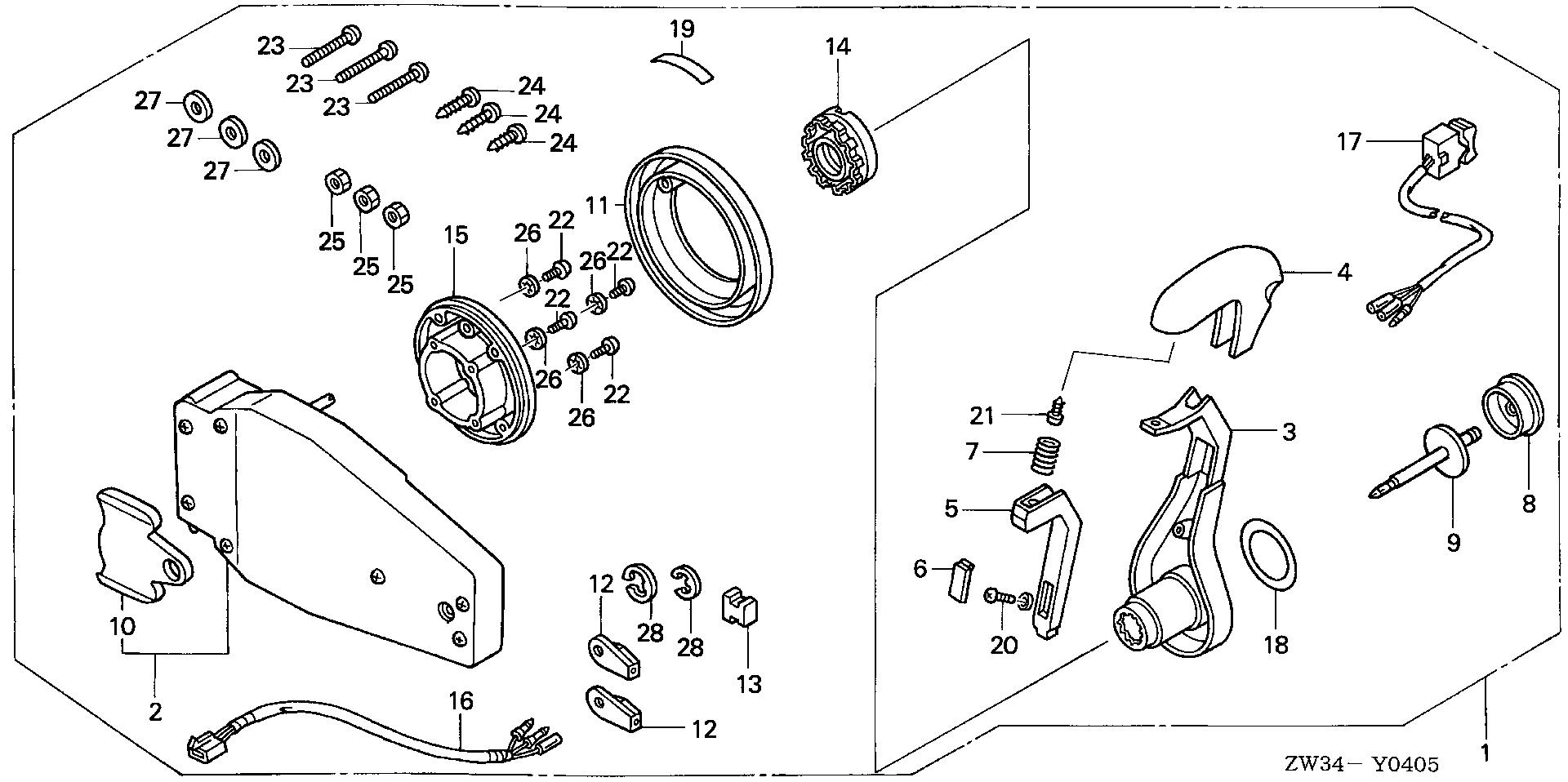 BF50 BF50A5 remote control (flush    mount type) (l.) exploded parts diagram with numbered part references