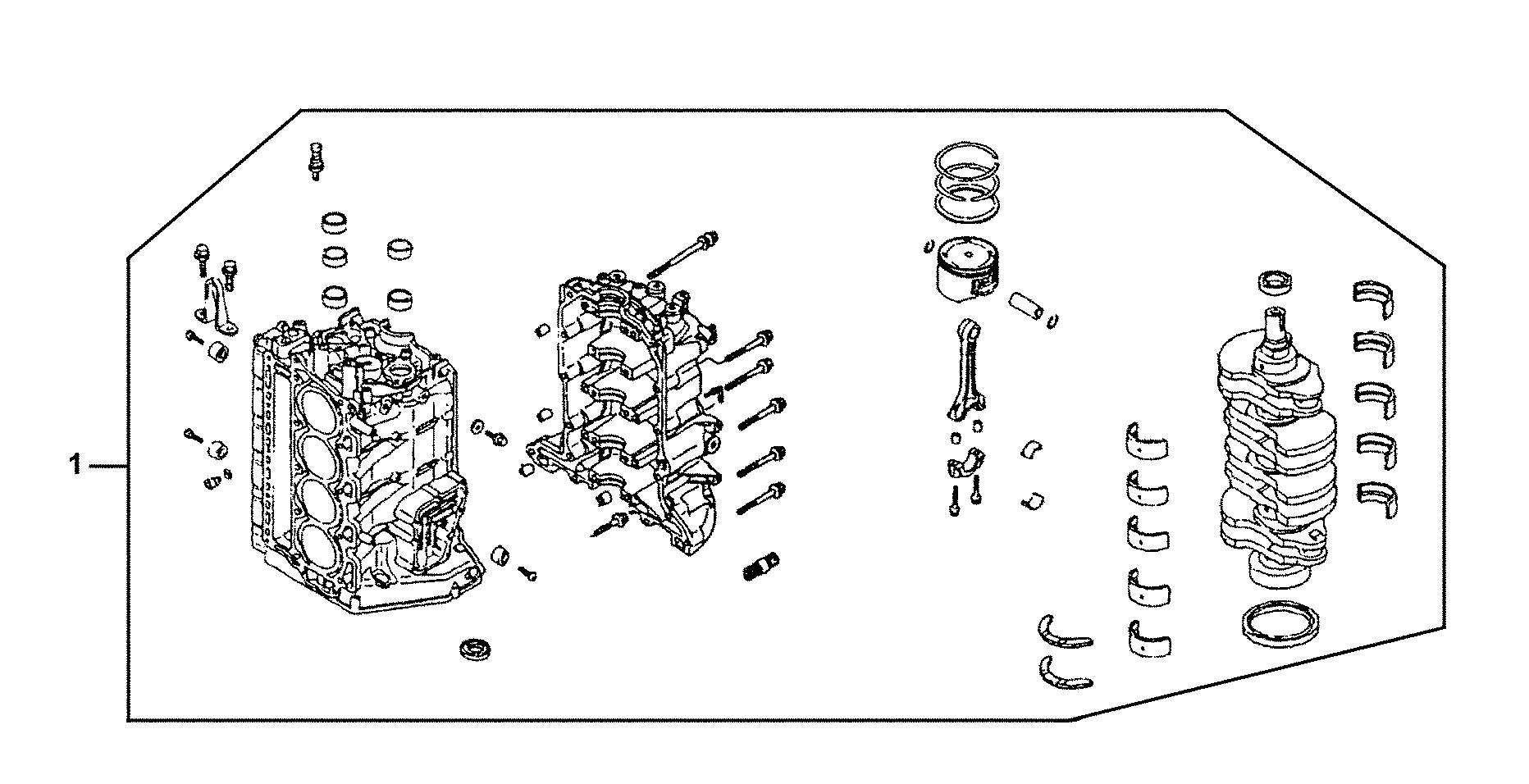 BF130 BF130A1 short block exploded parts diagram with numbered part references