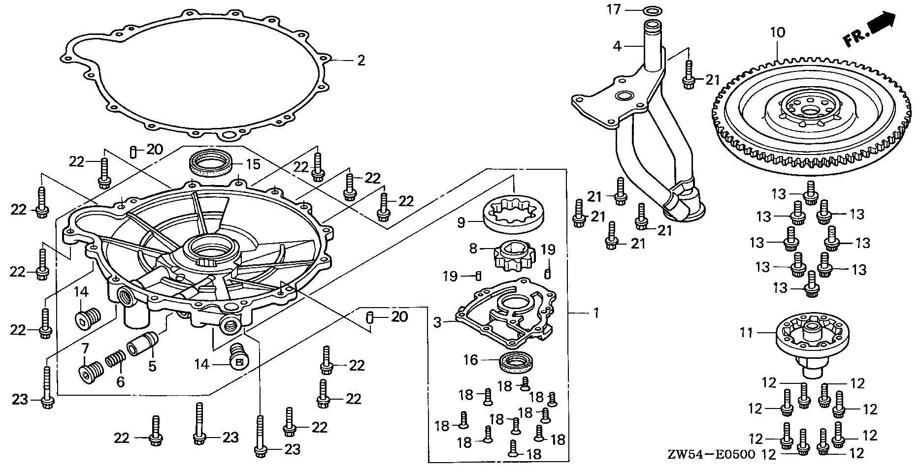 BF130 BF130A1 oil pump exploded parts diagram with numbered part references