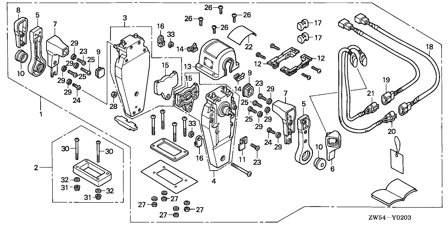 BF130 BF130A1 remote control (top mount dual type) (l.) exploded parts diagram with numbered part references