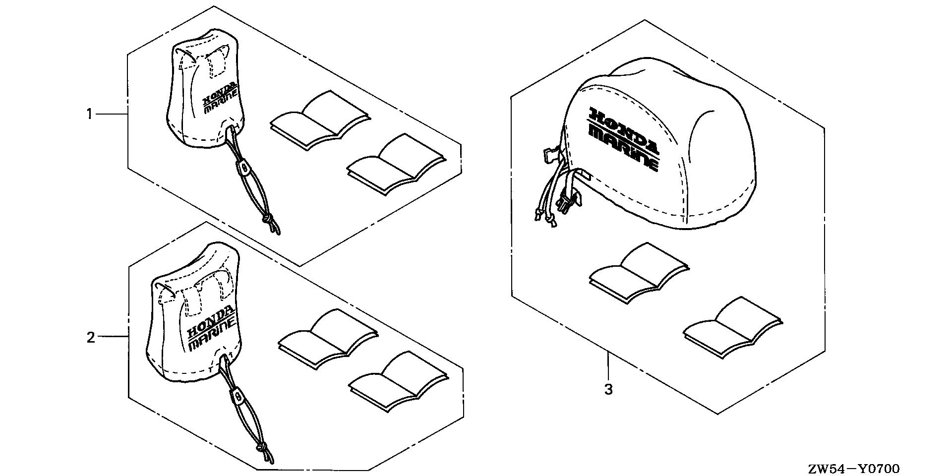 BF130 BF130A1 remote control box cover  - engine cover kit exploded parts diagram with numbered part references