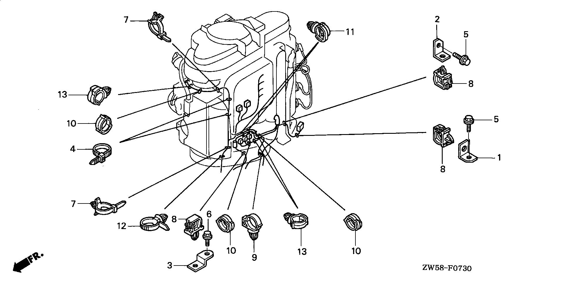 BF115 BF115A3 clamp (fuse side) exploded parts diagram with numbered part references