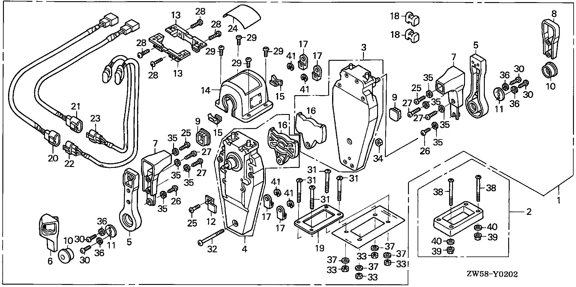 BF115 BF115A3 remote control (top mount dual type) (r.) exploded parts diagram with numbered part references