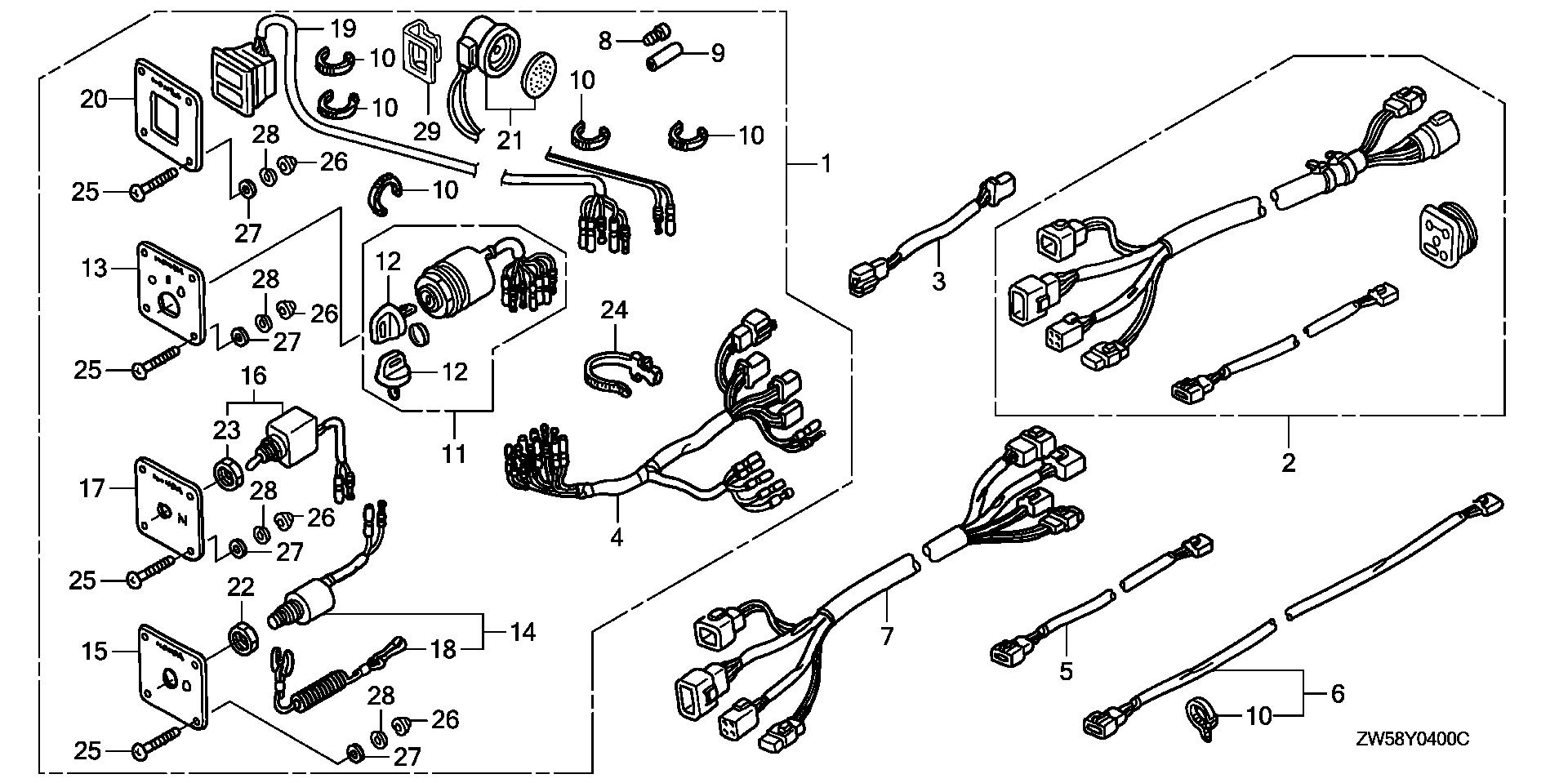 BF115 BF115A3 control panel kit exploded parts diagram with numbered part references