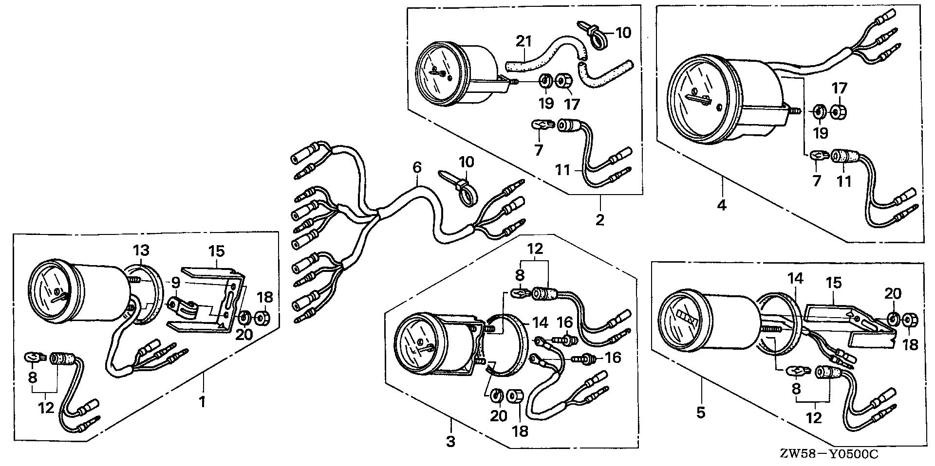 BF115 BF115A3 meter kit - meter harness exploded parts diagram with numbered part references