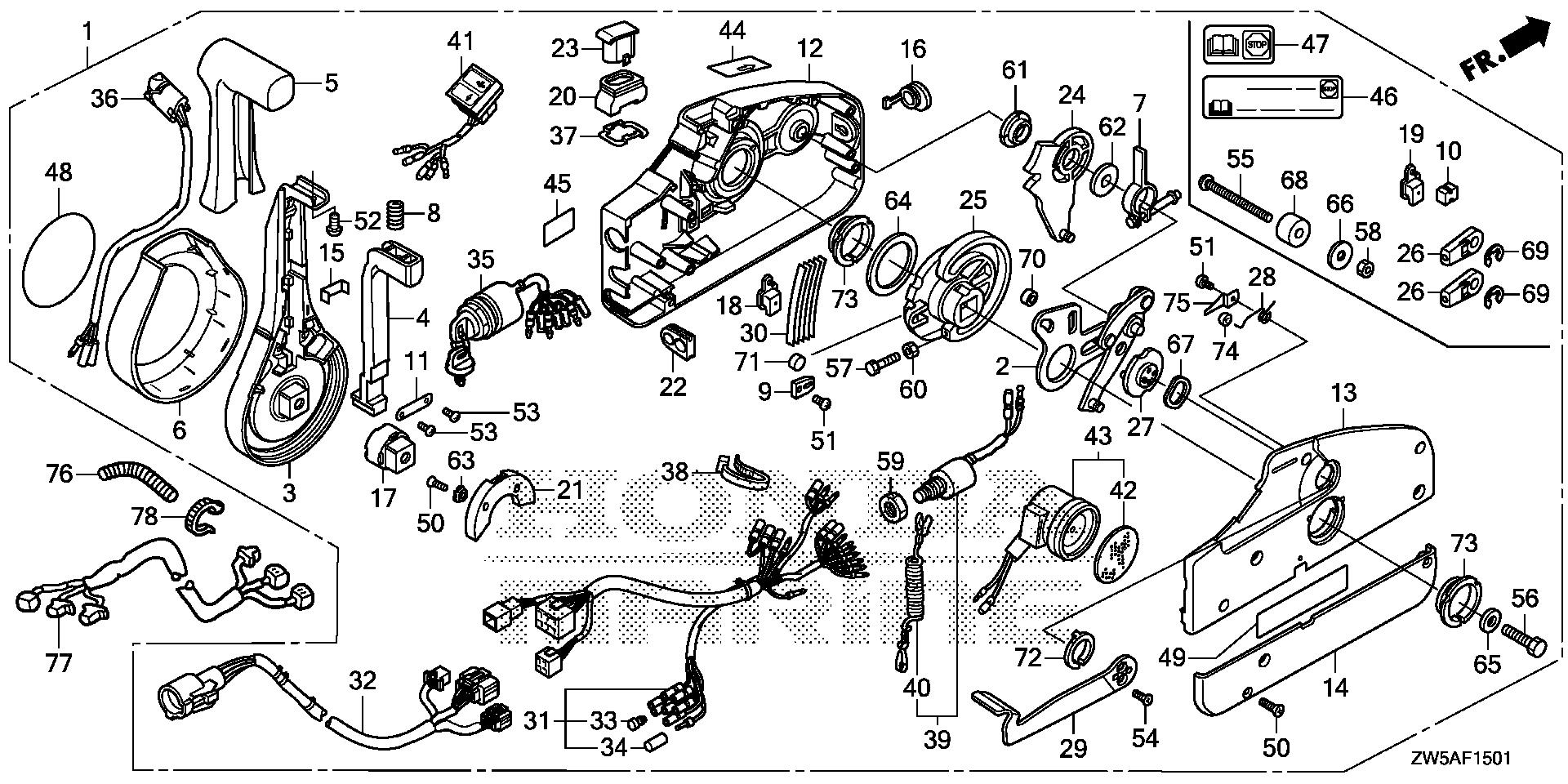 BF115 BF115AK0 remote control (nhk mec) (handle cap = chrome) exploded parts diagram with numbered part references