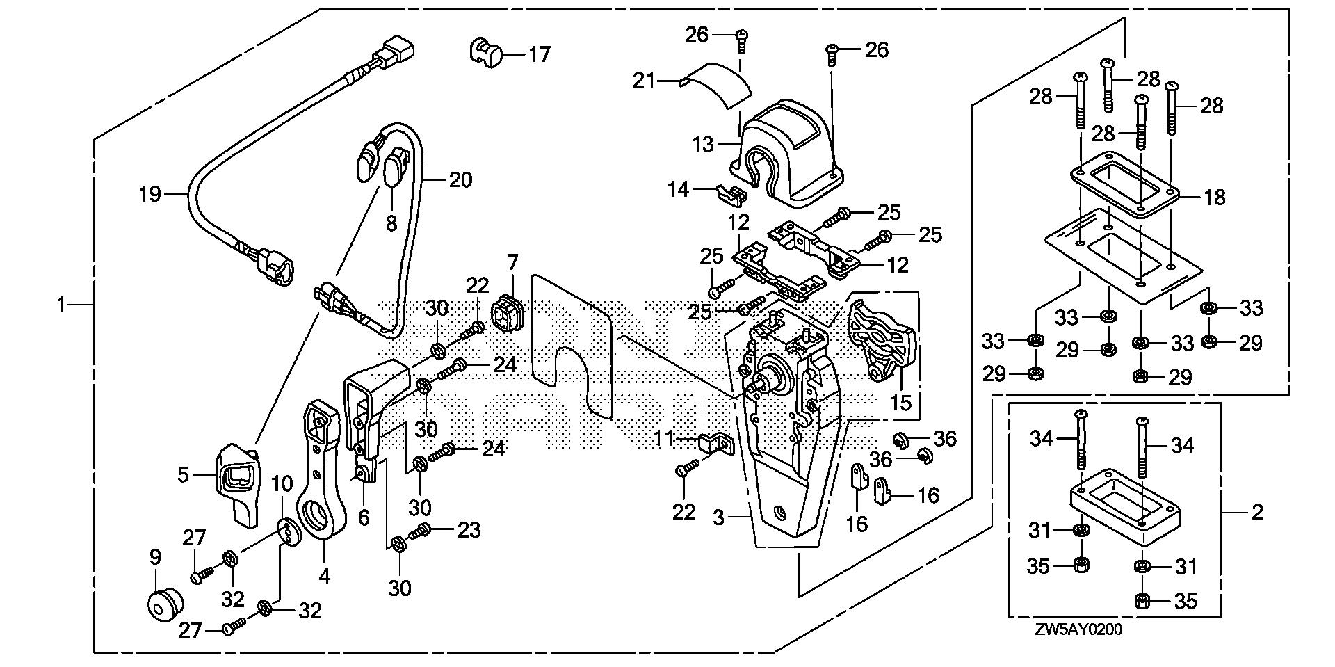 BF115 BF115AK0 remote control (top mount single type) (r.) exploded parts diagram with numbered part references