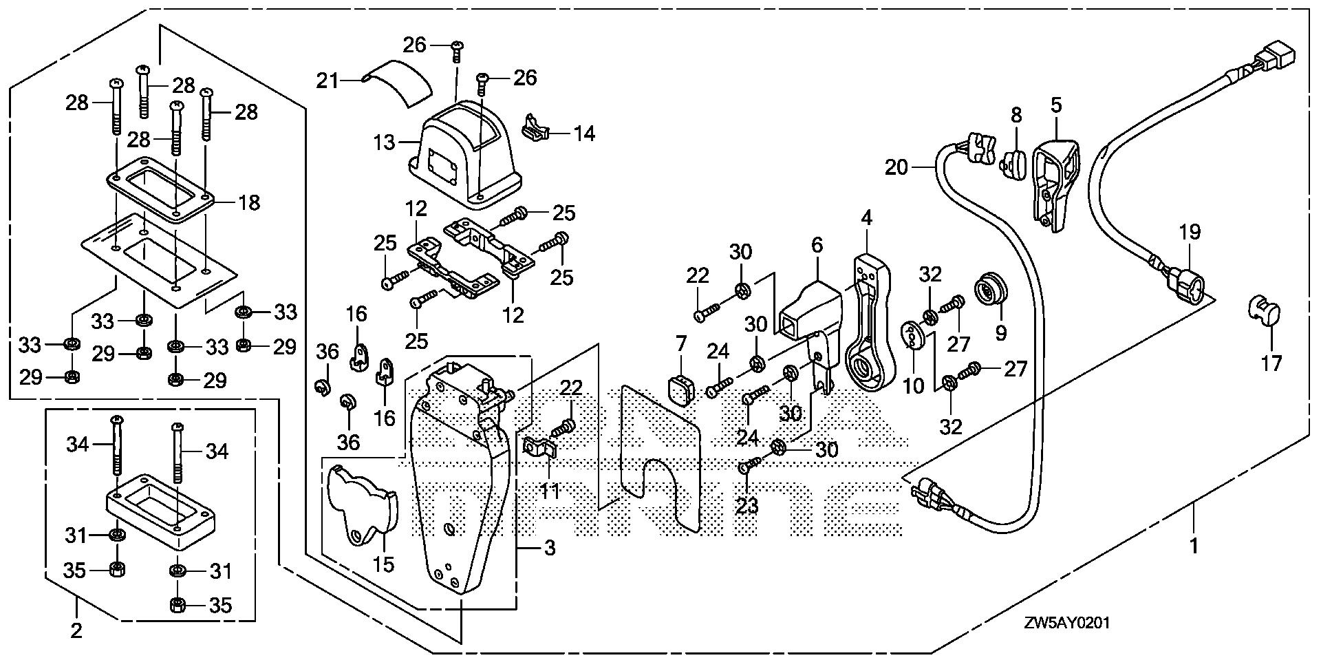 BF115 BF115AK0 remote control (top mount single type) (l.) exploded parts diagram with numbered part references