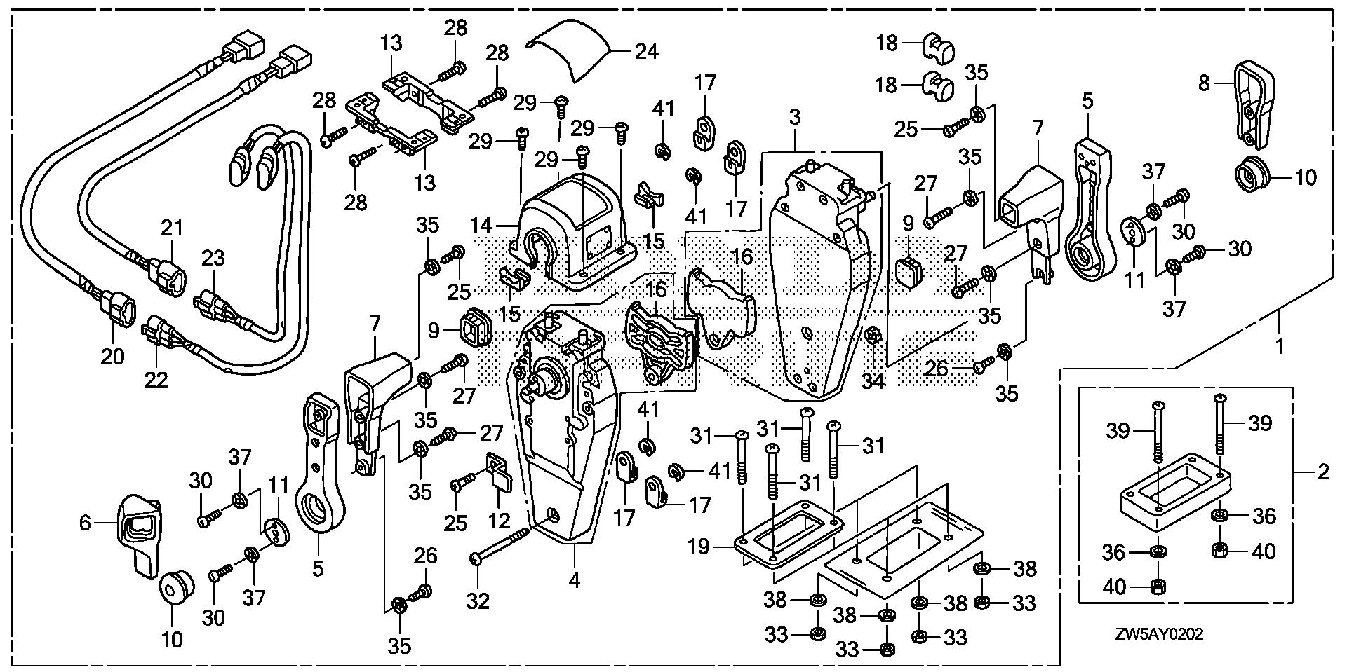 BF115 BF115AK0 remote control (top mount dual type) (r.) exploded parts diagram with numbered part references
