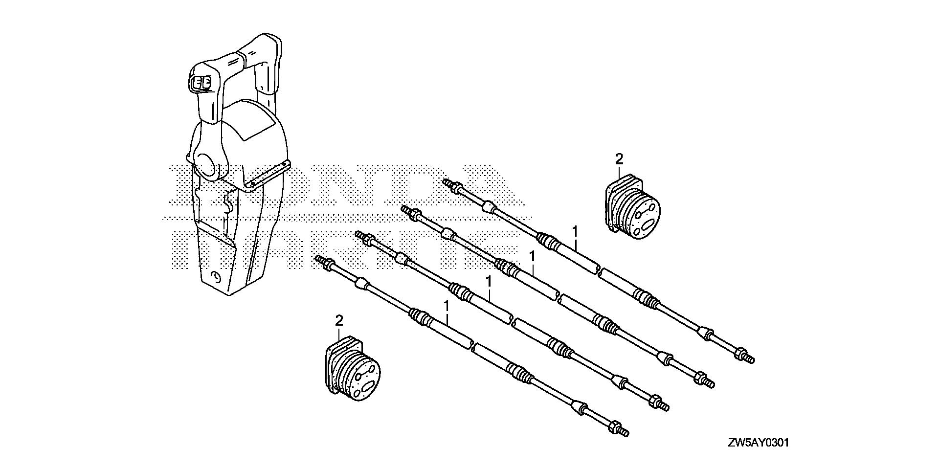 BF115 BF115AK0 cable (dual) exploded parts diagram with numbered part references