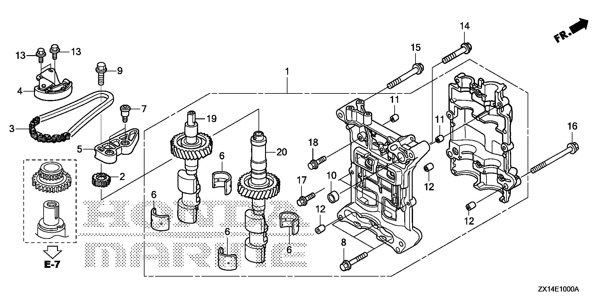 BF115 BF115D balancer shaft exploded parts diagram with numbered part references