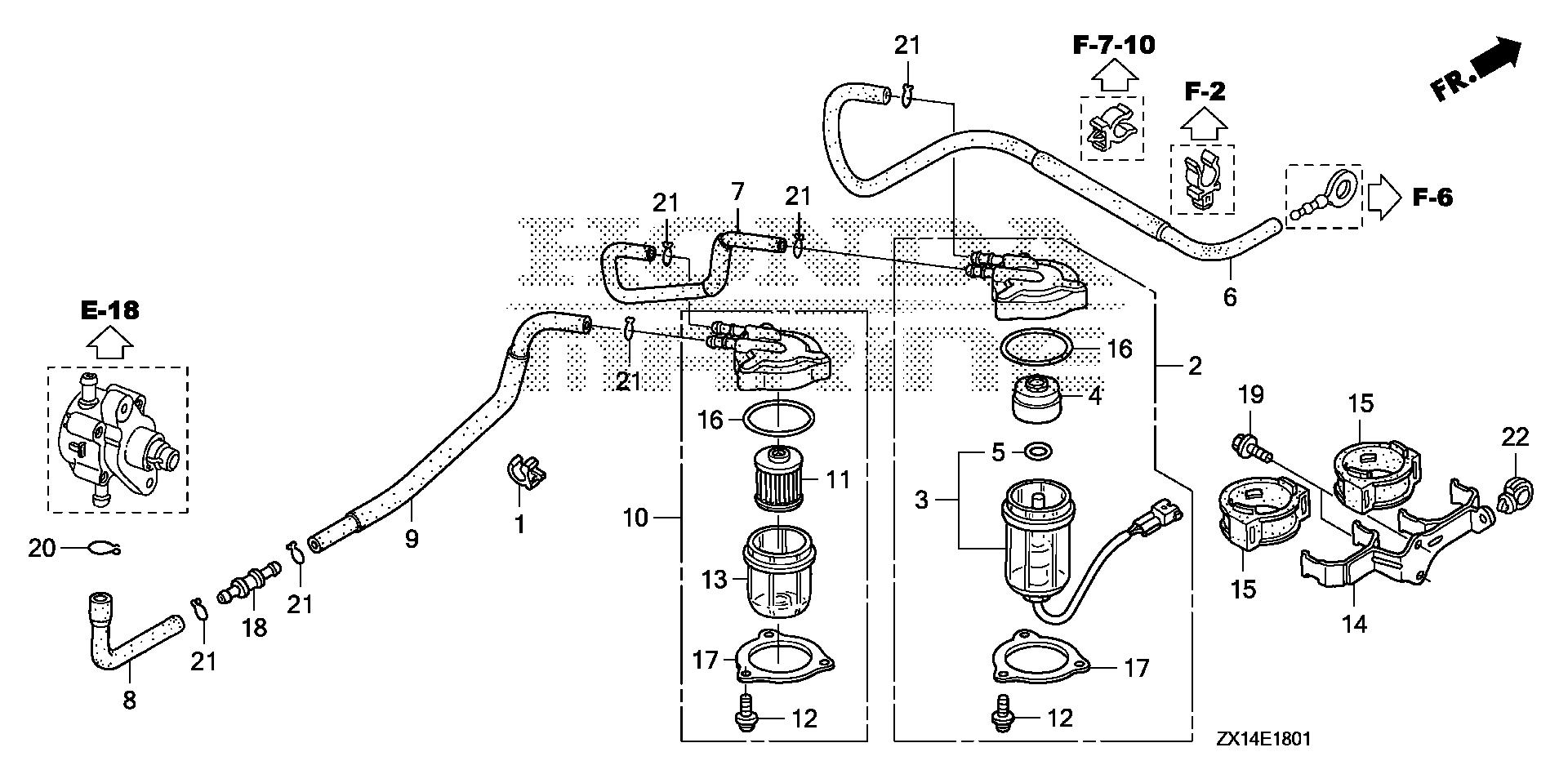 BF115 BF115D water separator exploded parts diagram with numbered part references