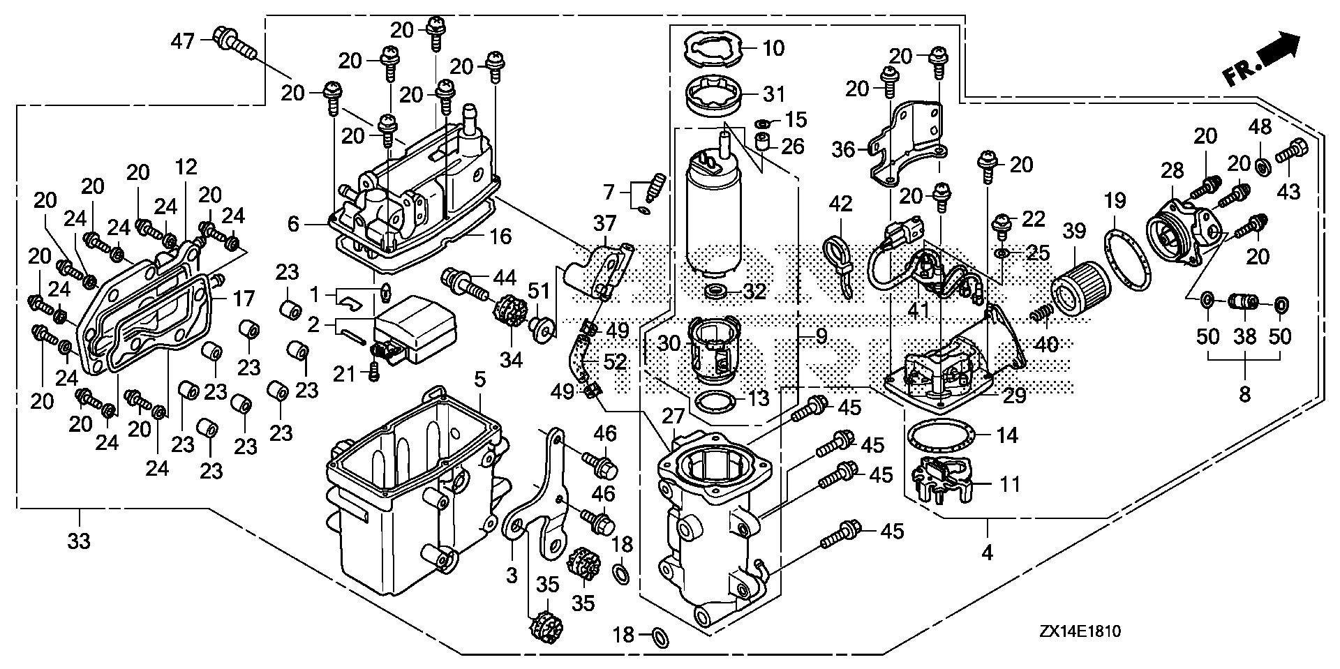 BF115 BF115D vapor separator assy. exploded parts diagram with numbered part references