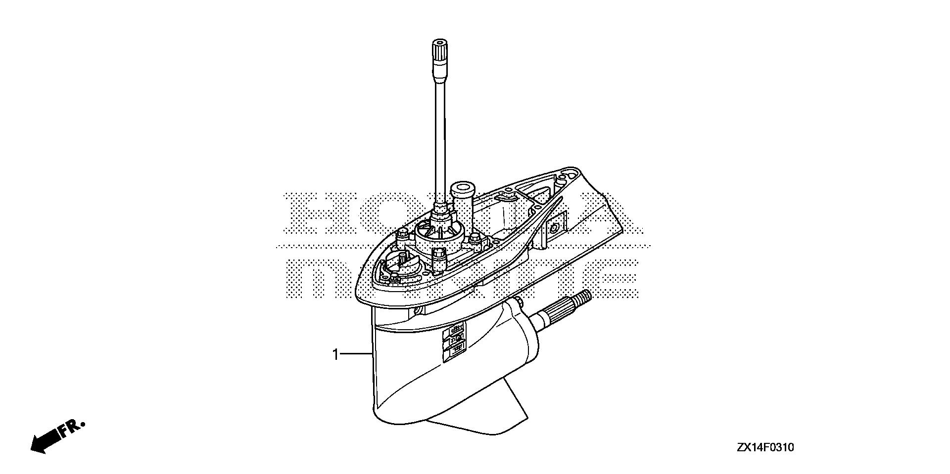 BF115 BF115D gear case assy. exploded parts diagram with numbered part references