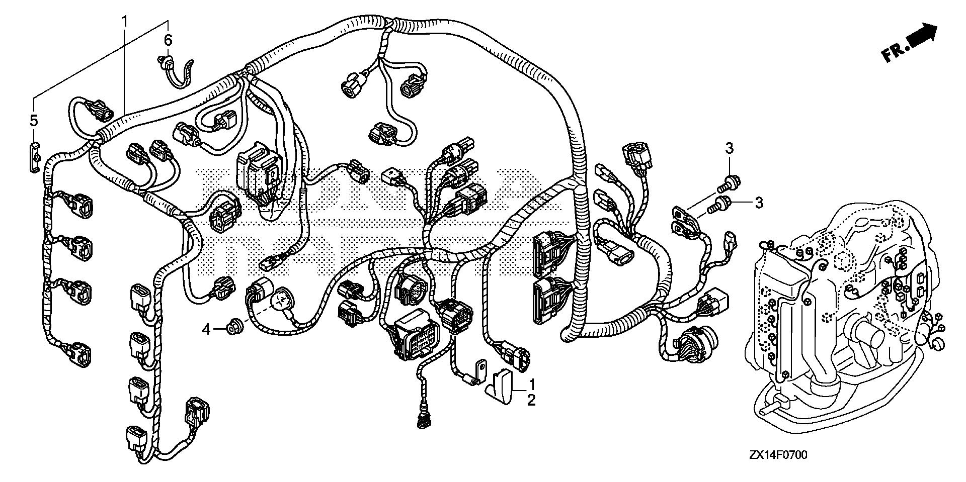 BF115 BF115D wire harness exploded parts diagram with numbered part references