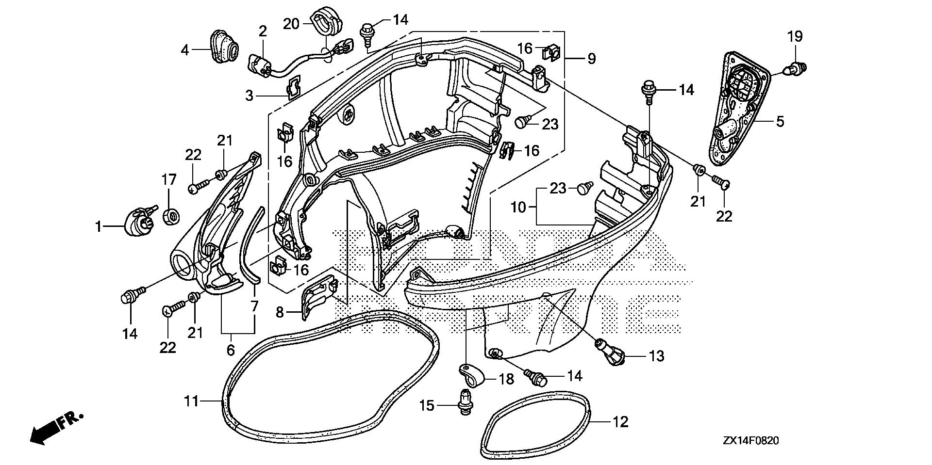 BF115 BF115D under cover exploded parts diagram with numbered part references