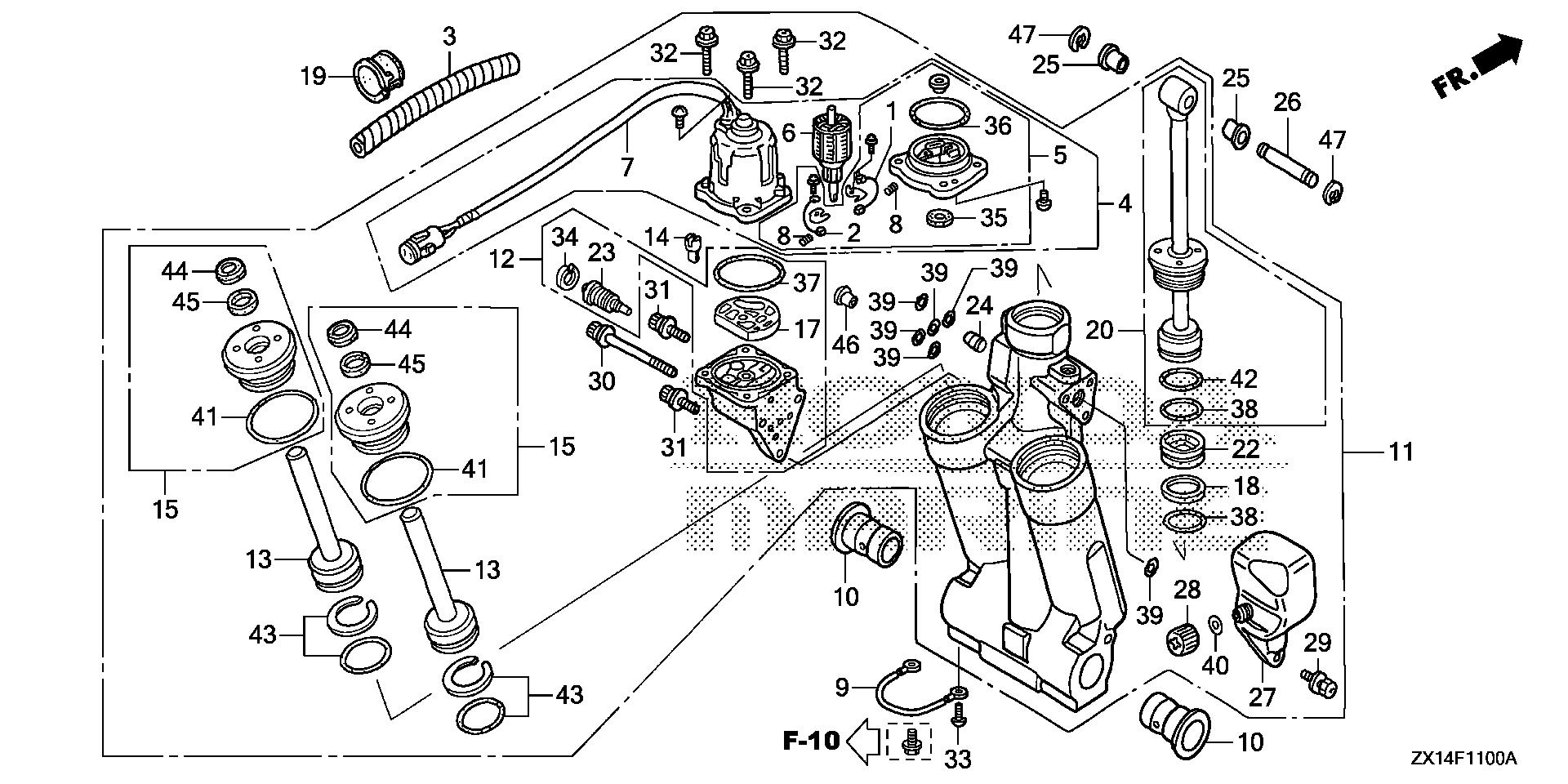 BF115 BF115D power trim-tilt exploded parts diagram with numbered part references