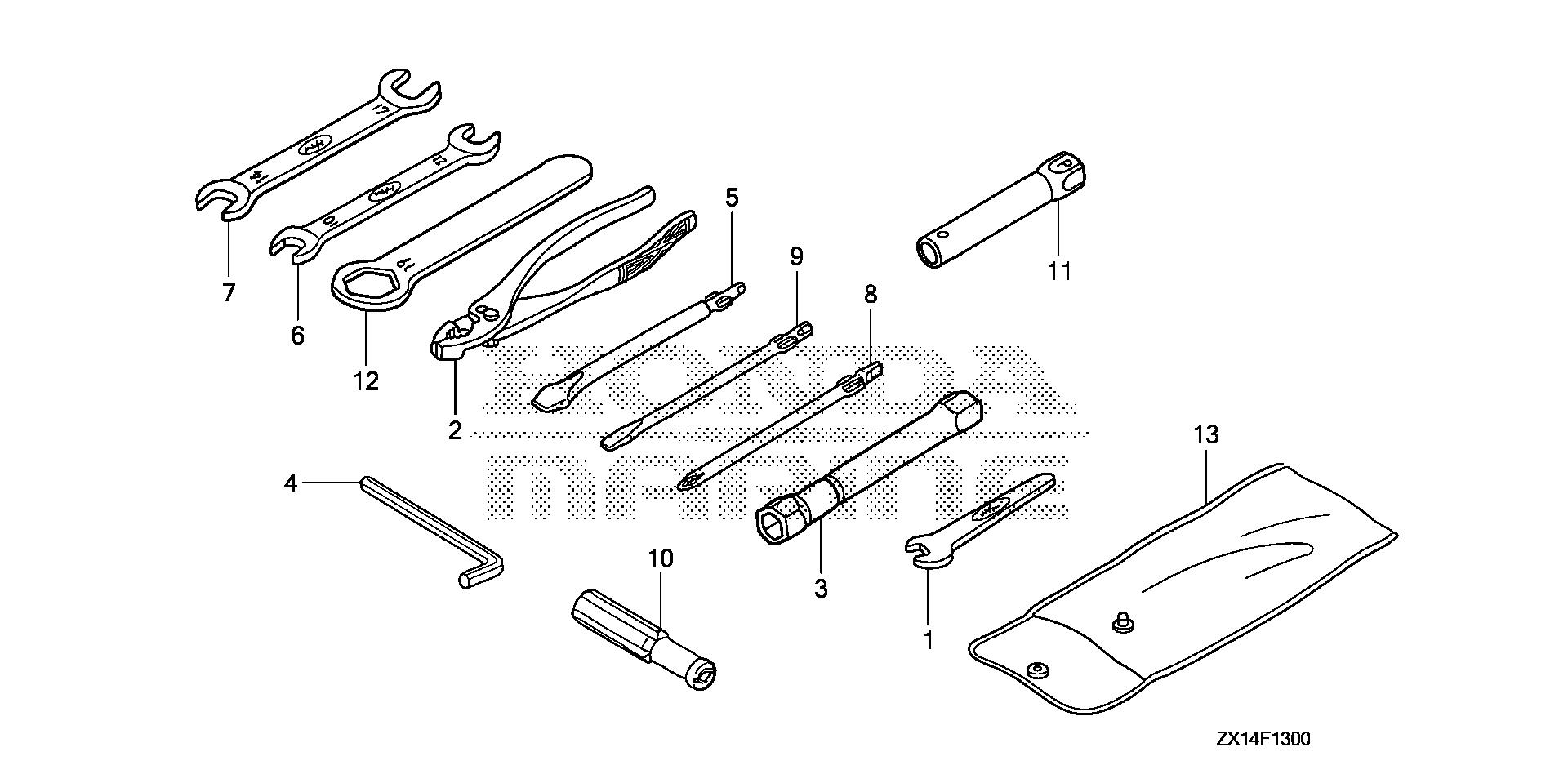BF115 BF115D tools exploded parts diagram with numbered part references