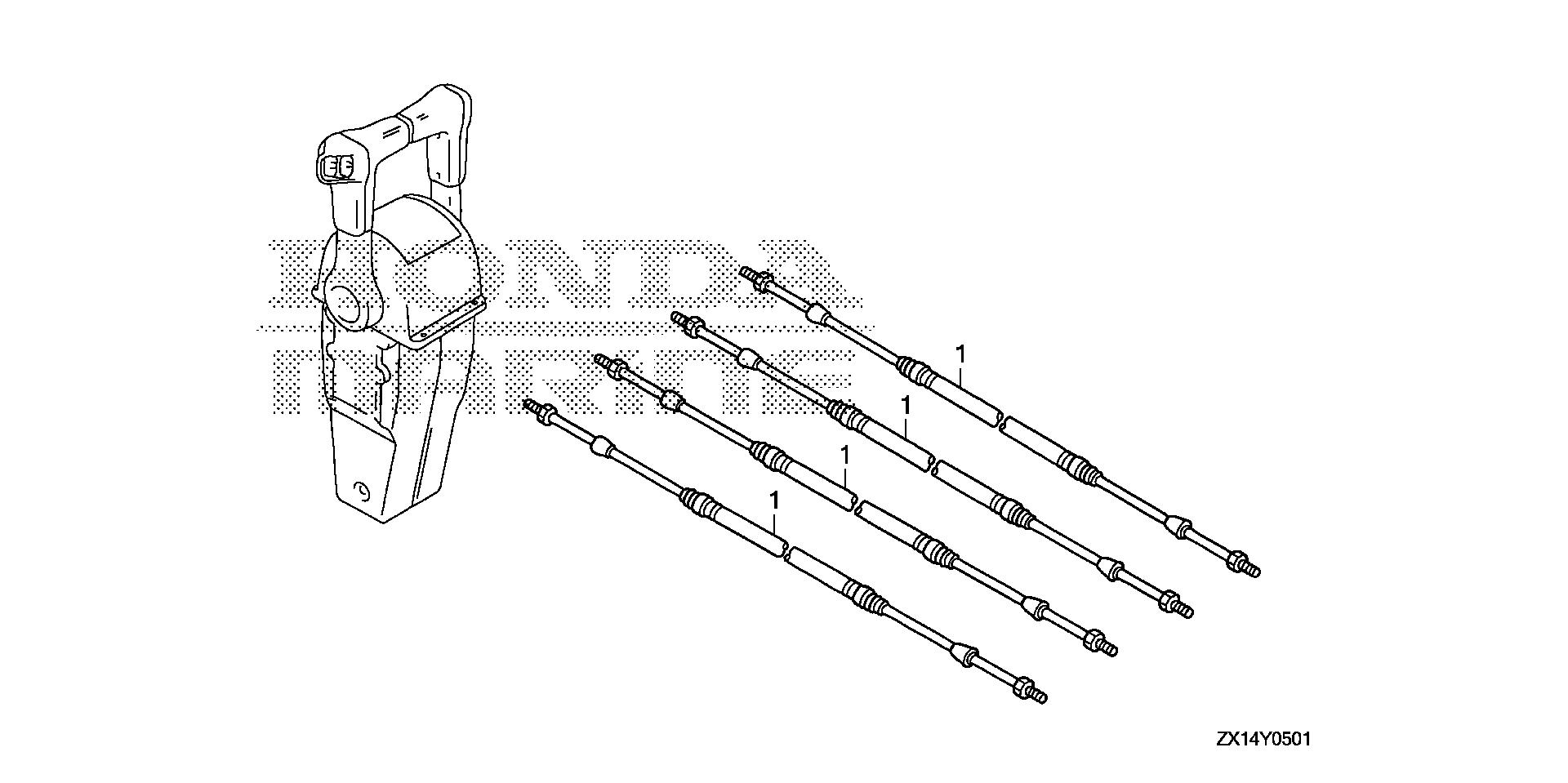 BF115 BF115D cable (dual) exploded parts diagram with numbered part references