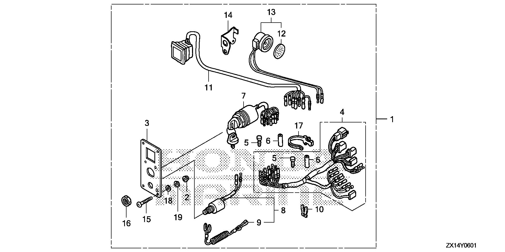 BF115 BF115D control panel (2) exploded parts diagram with numbered part references