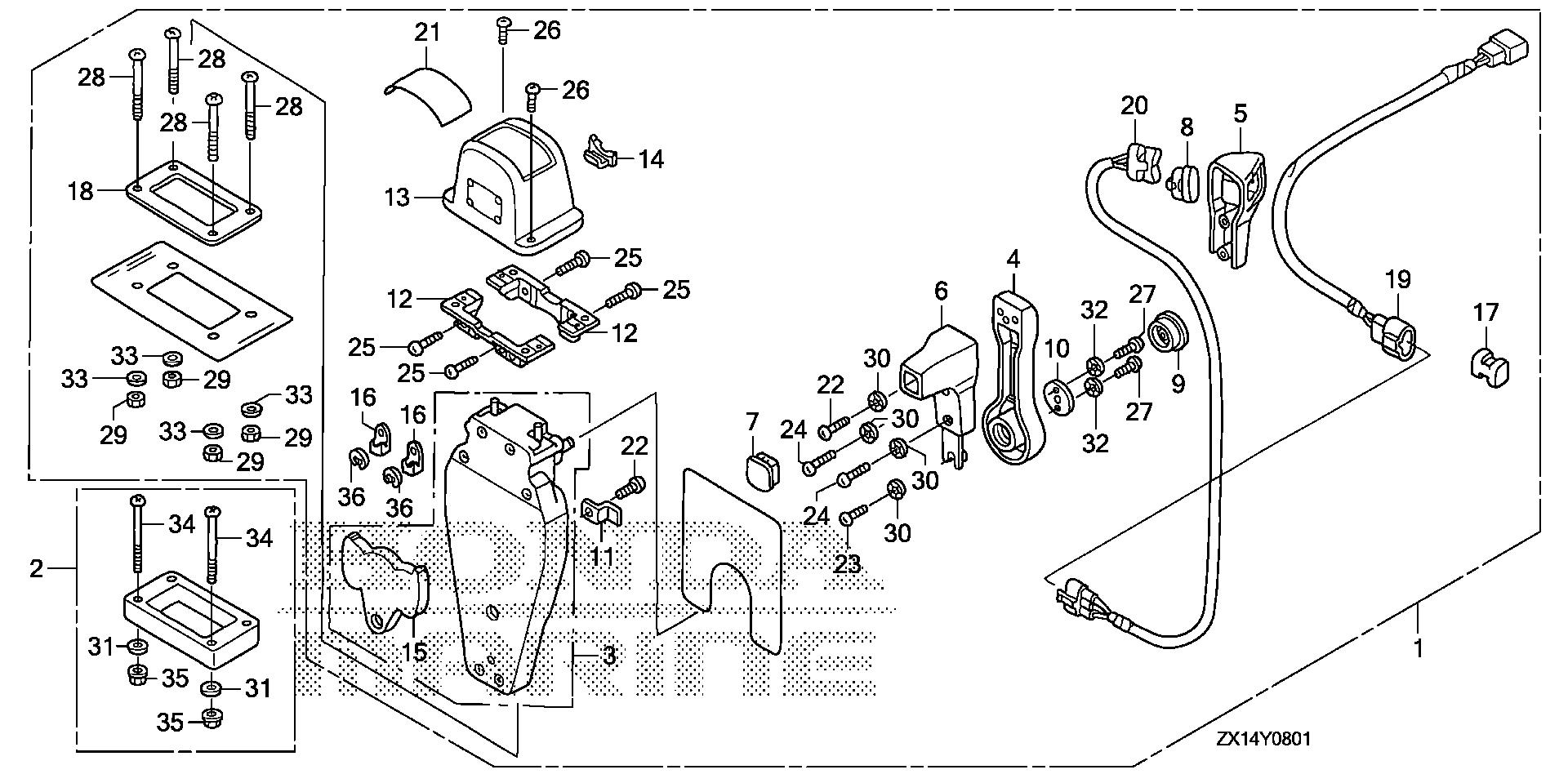 BF115 BF115D remote control (top mount single type) (l.) exploded parts diagram with numbered part references