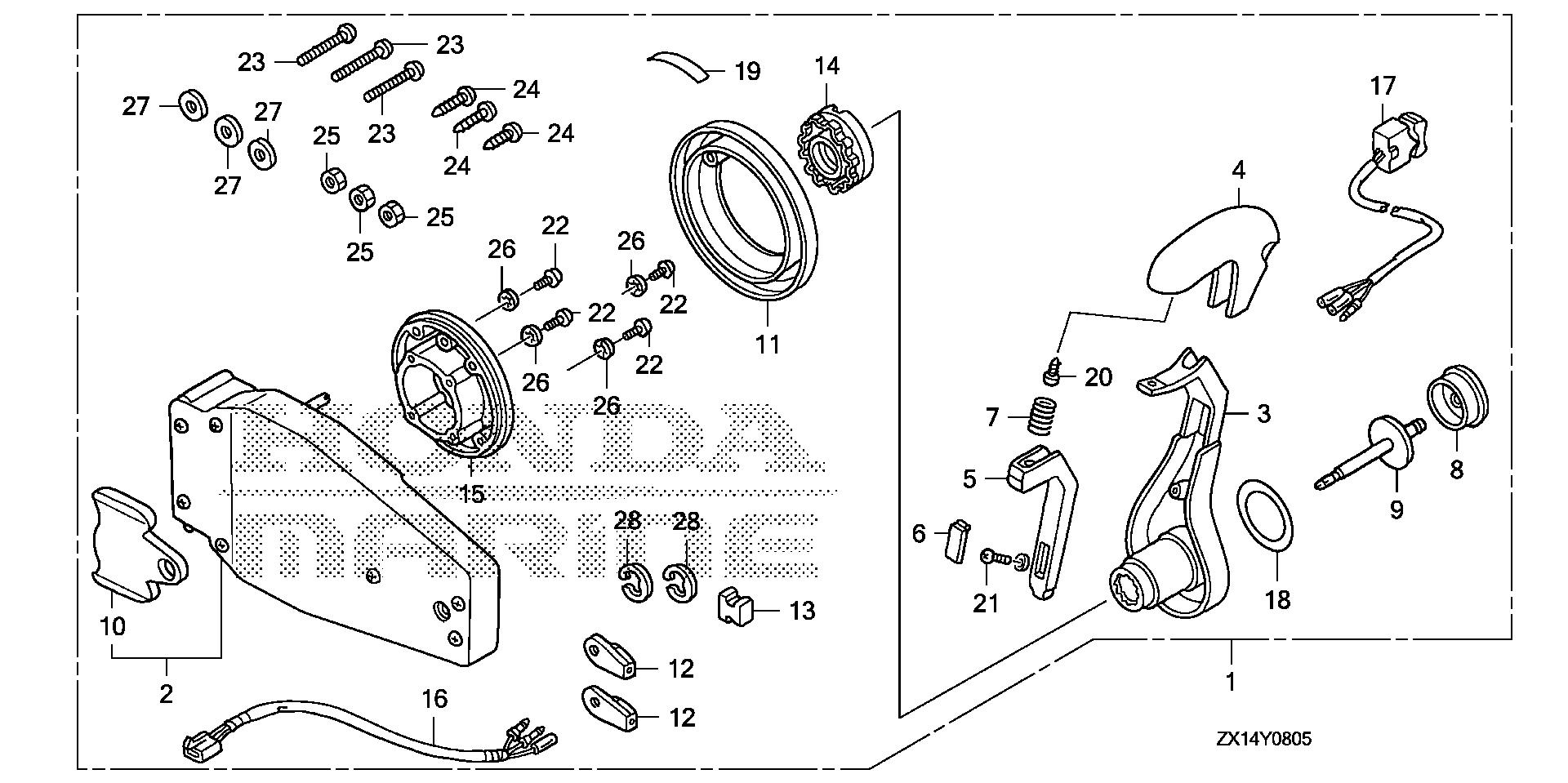 BF115 BF115D remote control (flush    mount type) (l.) exploded parts diagram with numbered part references