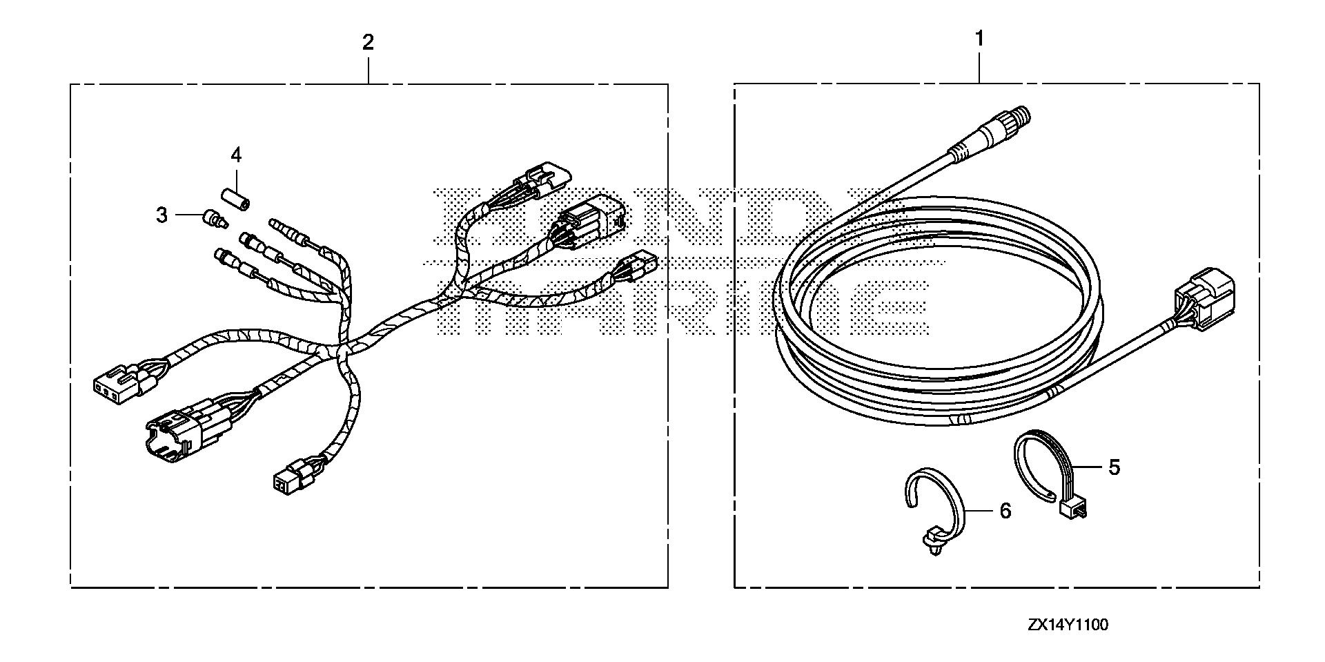 BF115 BF115D interface cable kit exploded parts diagram with numbered part references
