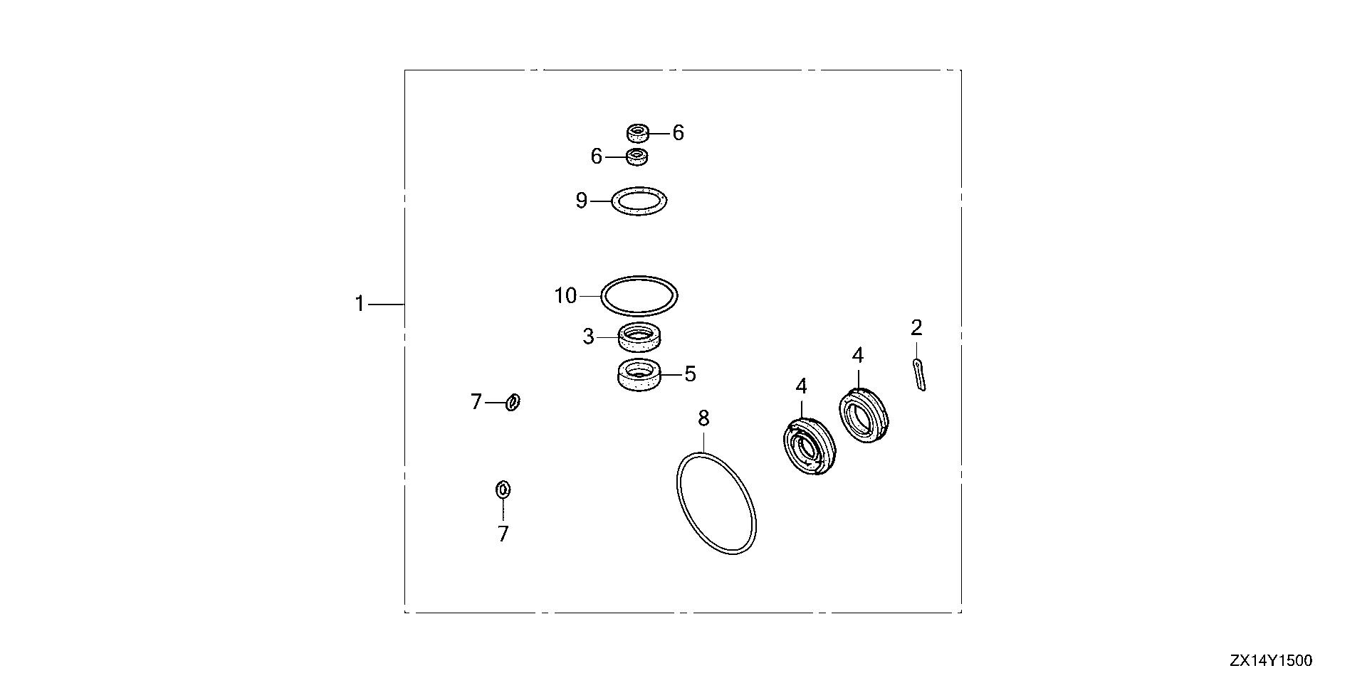 BF115 BF115D gear case kit exploded parts diagram with numbered part references