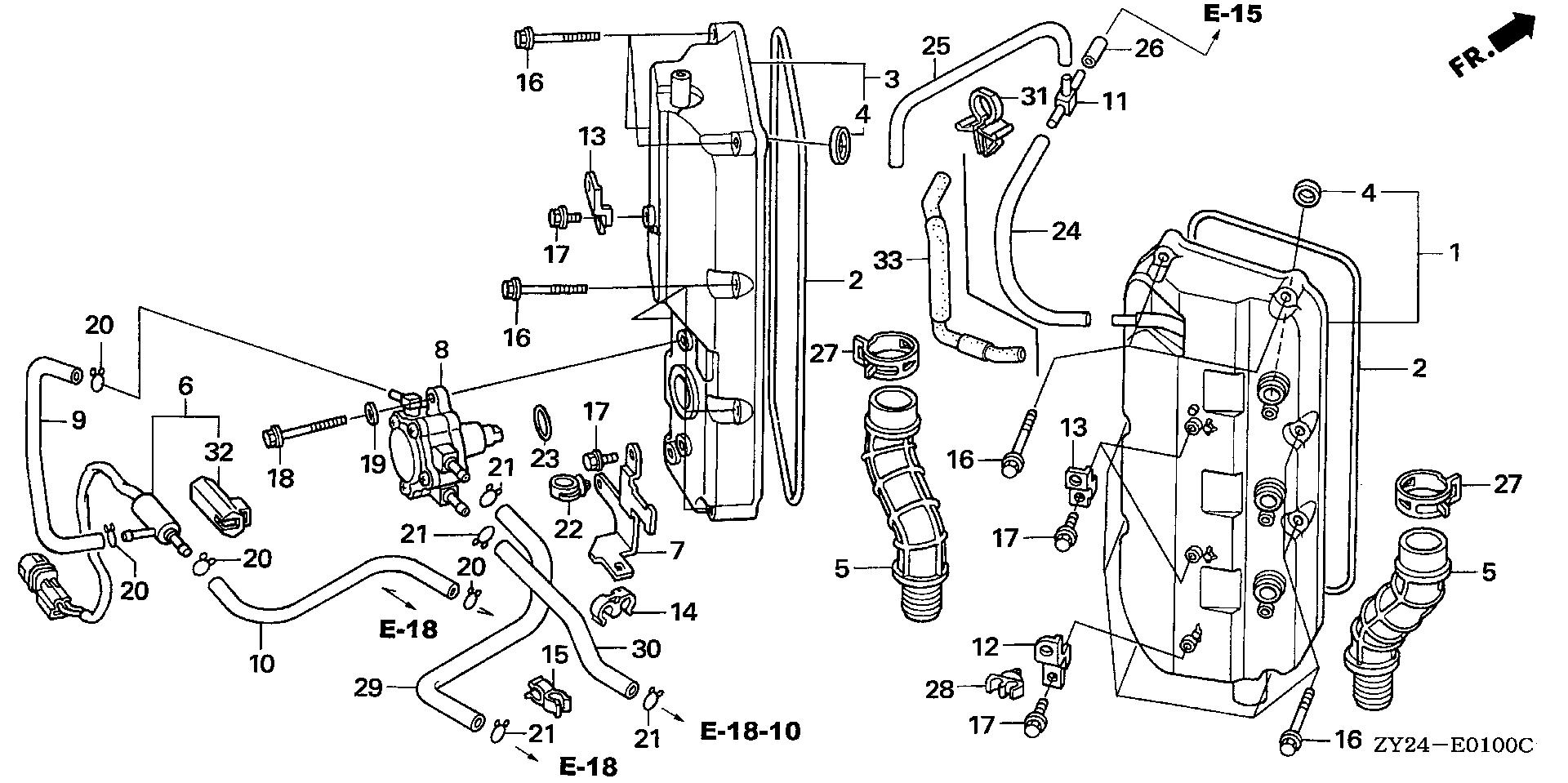 BF225 BF225A2 cylinder head cover exploded parts diagram with numbered part references