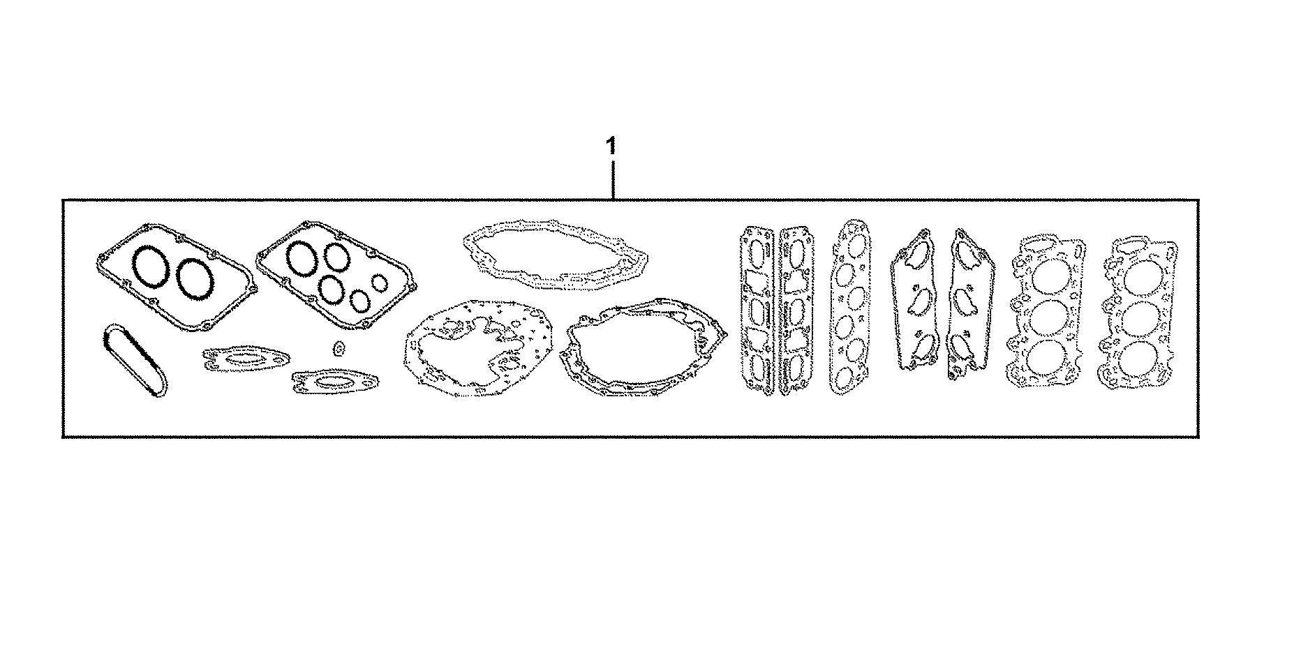 BF225 BF225A2 gasket kit (short block & head assy.) exploded parts diagram with numbered part references
