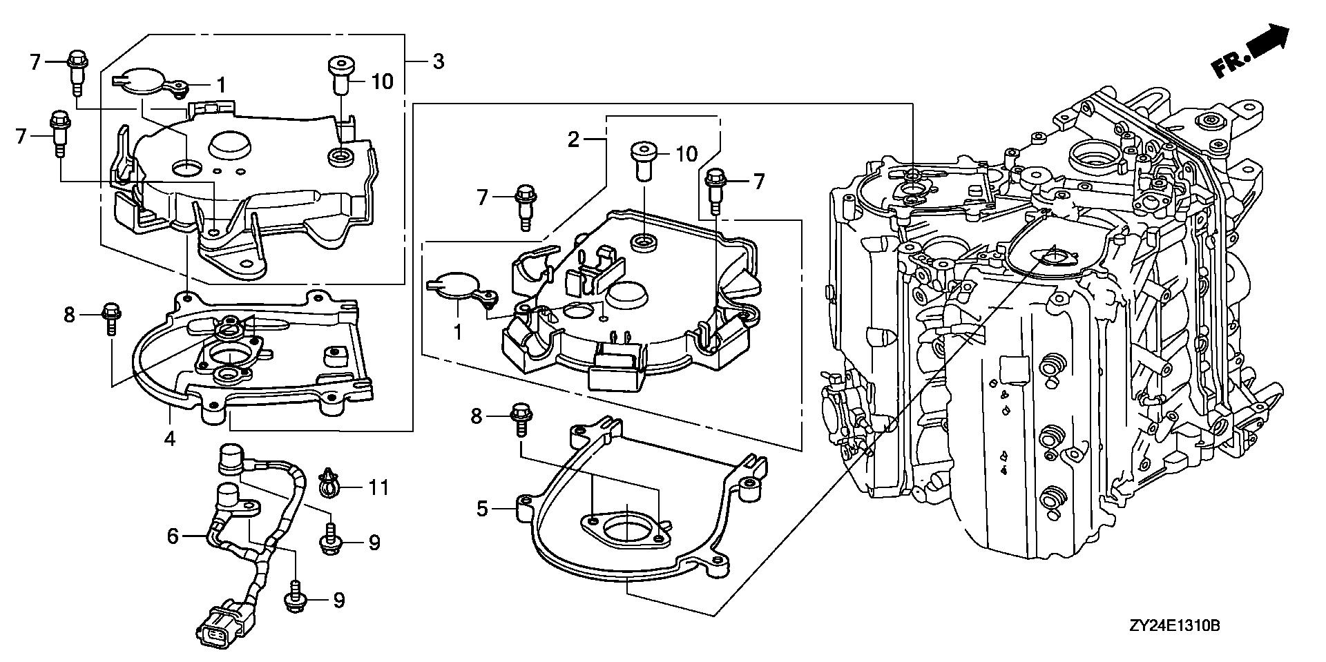 BF225 BF225A2 timing belt cover exploded parts diagram with numbered part references