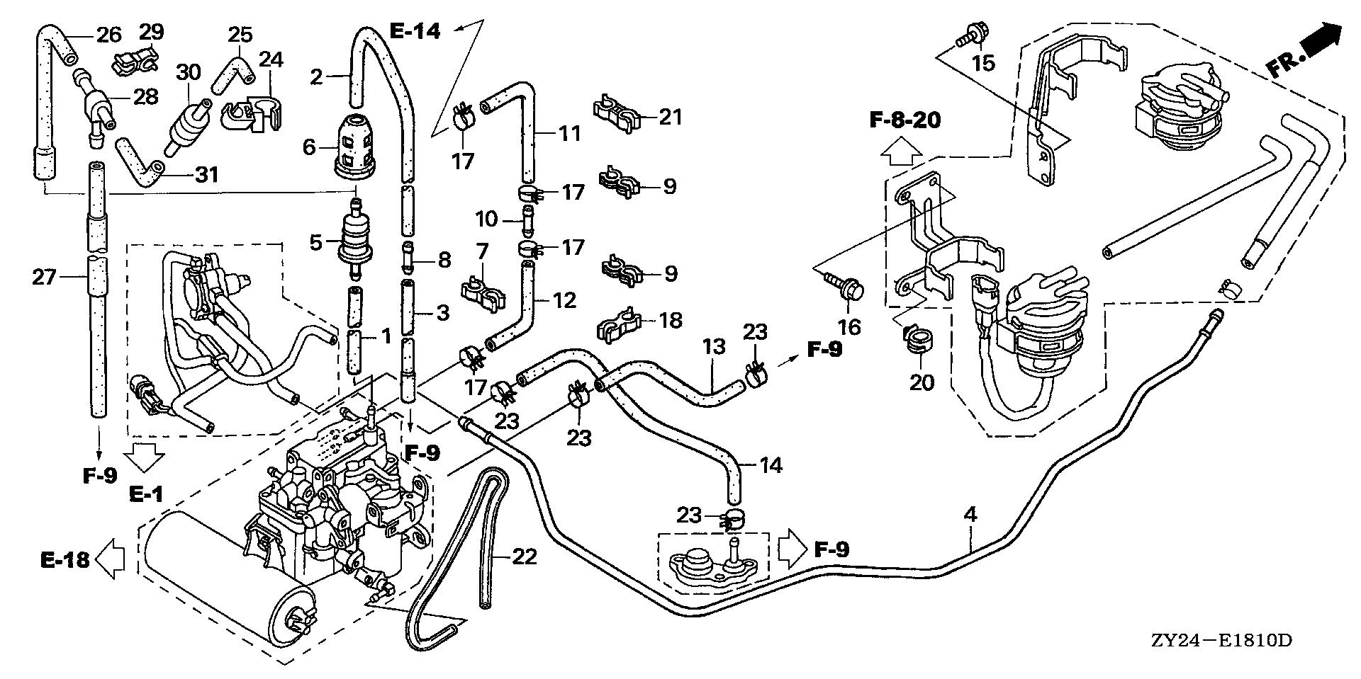 BF225 BF225A2 piping exploded parts diagram with numbered part references