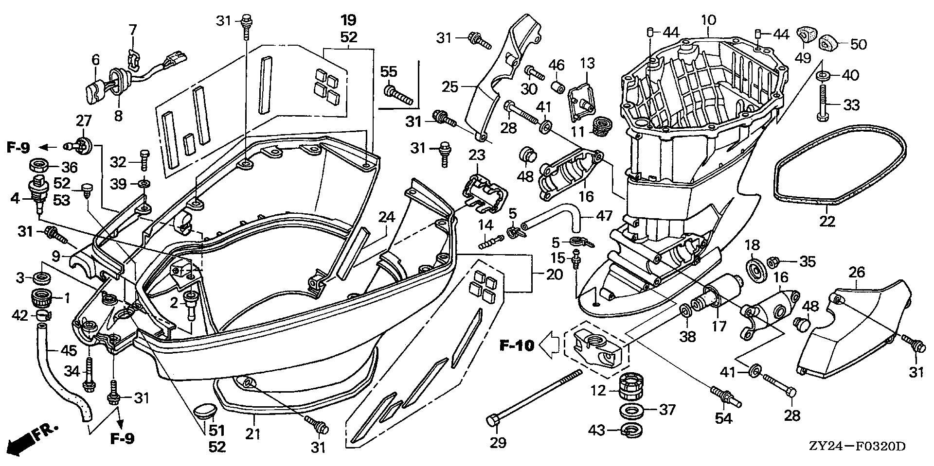 BF225 BF225A2 extension case exploded parts diagram with numbered part references