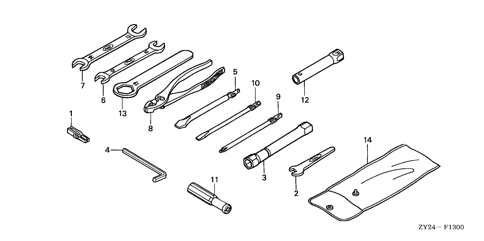 BF225 BF225A2 tools exploded parts diagram with numbered part references