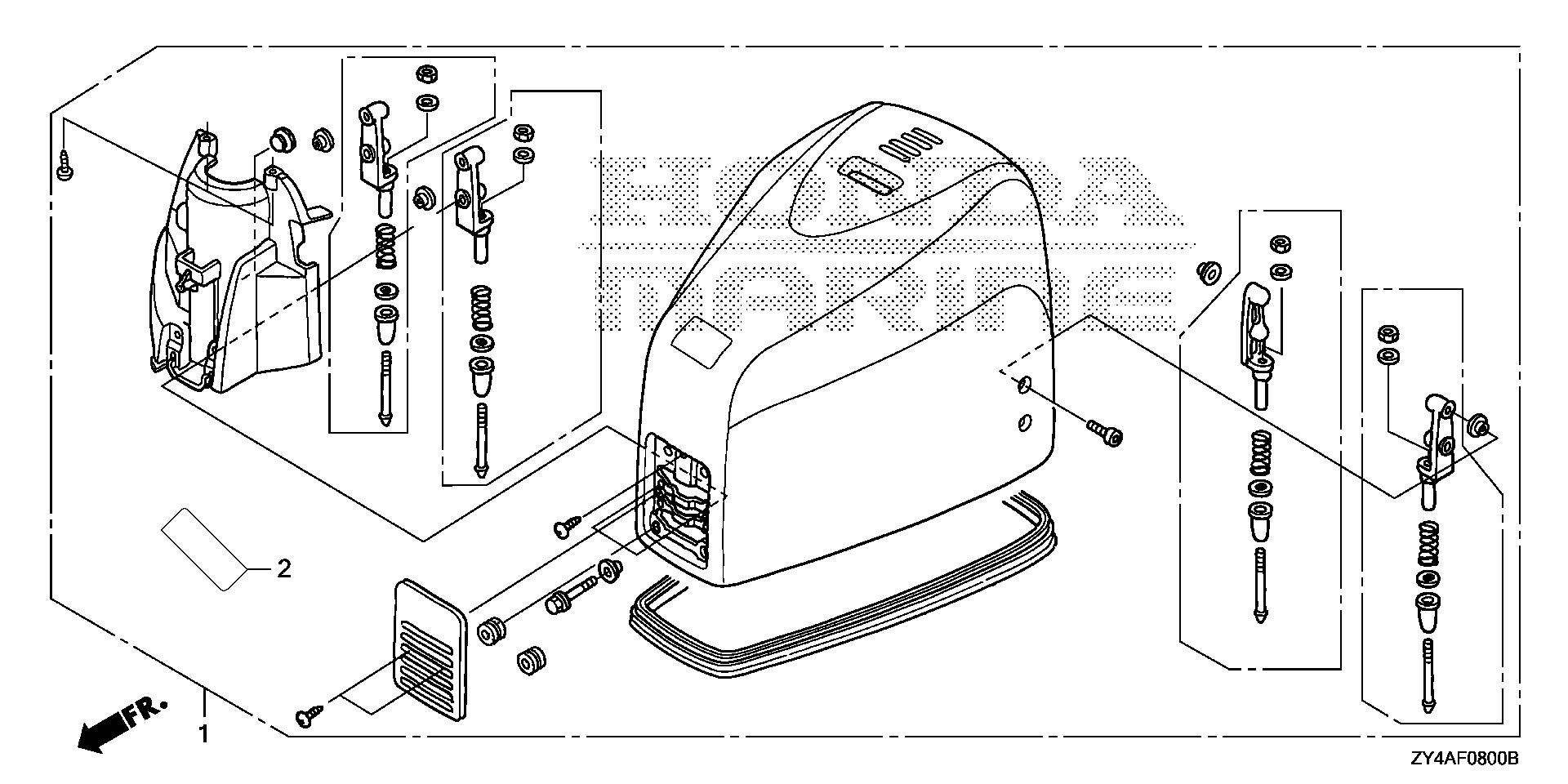 BF225 BF225A2 ist cowel (aquamarine and gp white) exploded parts diagram with numbered part references