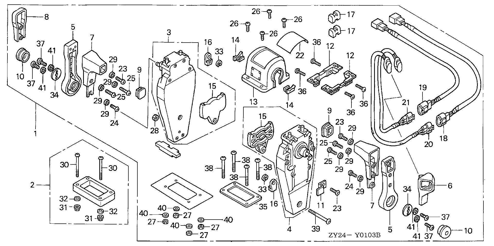 BF225 BF225A2 remote control (top mount dual type) (l.) exploded parts diagram with numbered part references