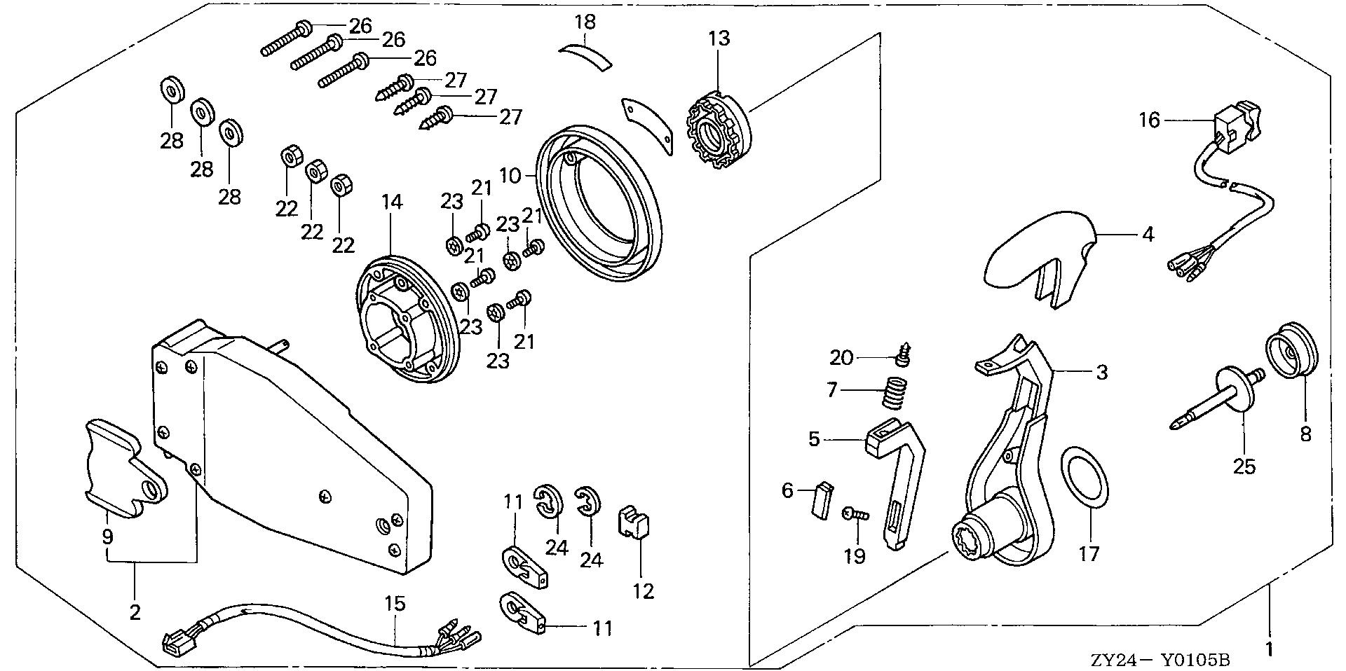 BF225 BF225A2 remote control (flush    mount type) (l.) exploded parts diagram with numbered part references