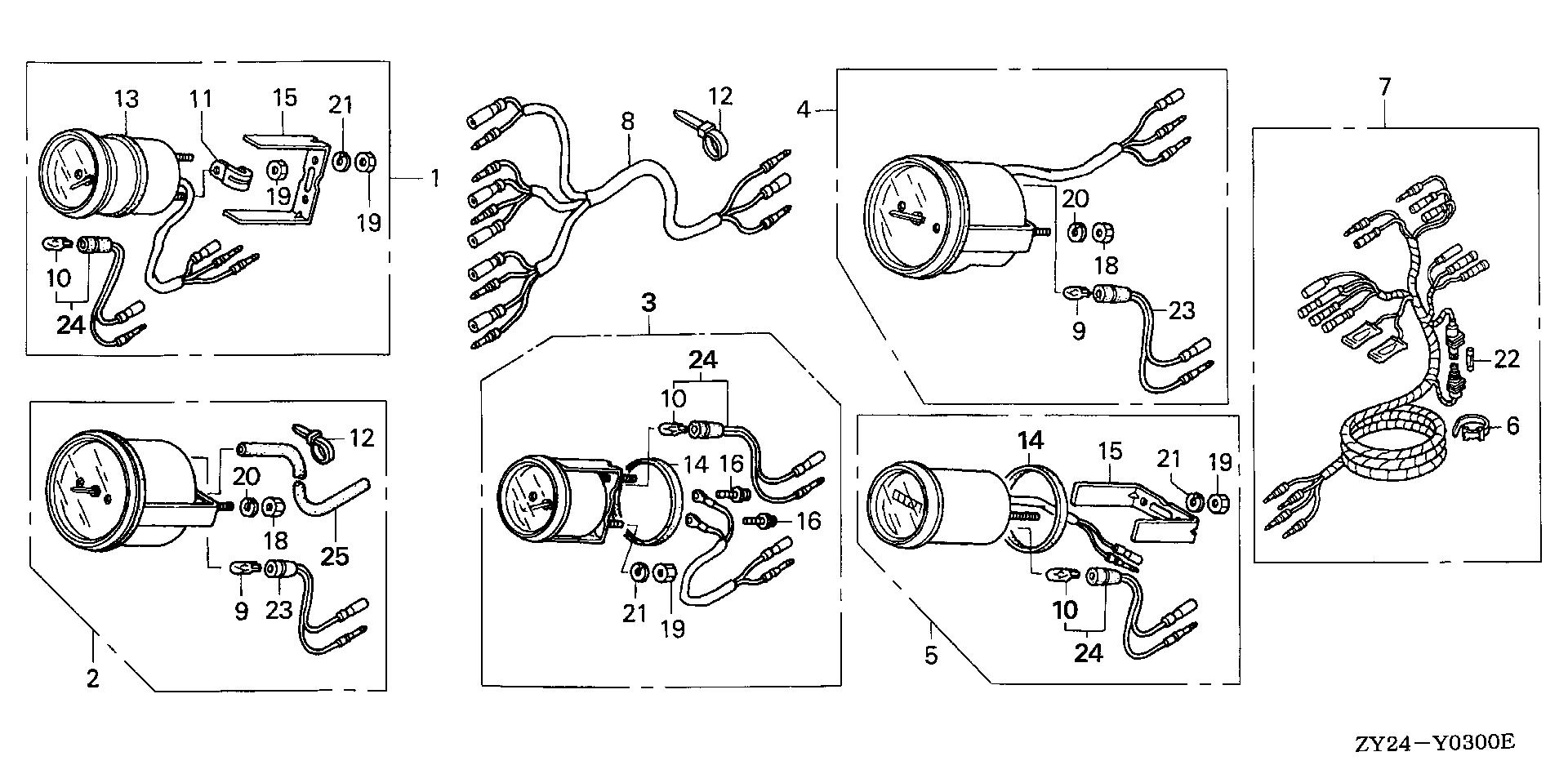 BF225 BF225A2 meter exploded parts diagram with numbered part references