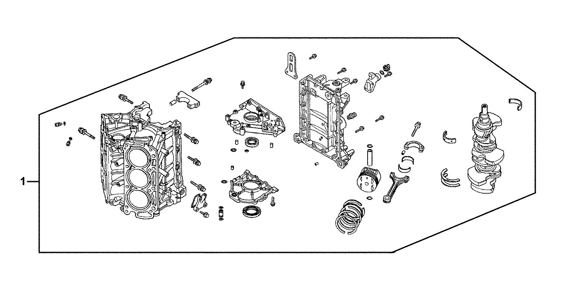 BF225 BF225A6 short block exploded parts diagram with numbered part references