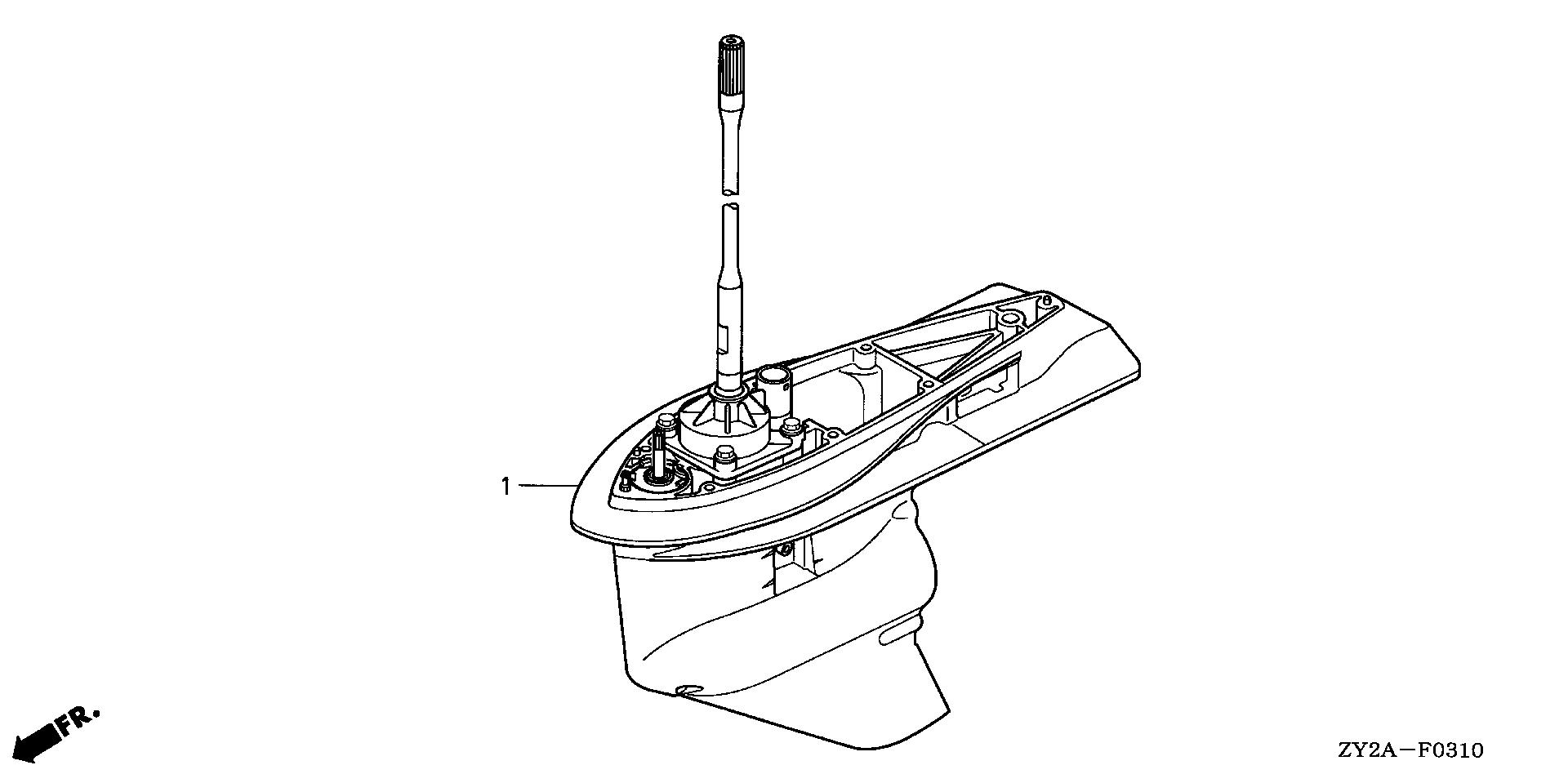 BF225 BF225A6 gear case assy. exploded parts diagram with numbered part references