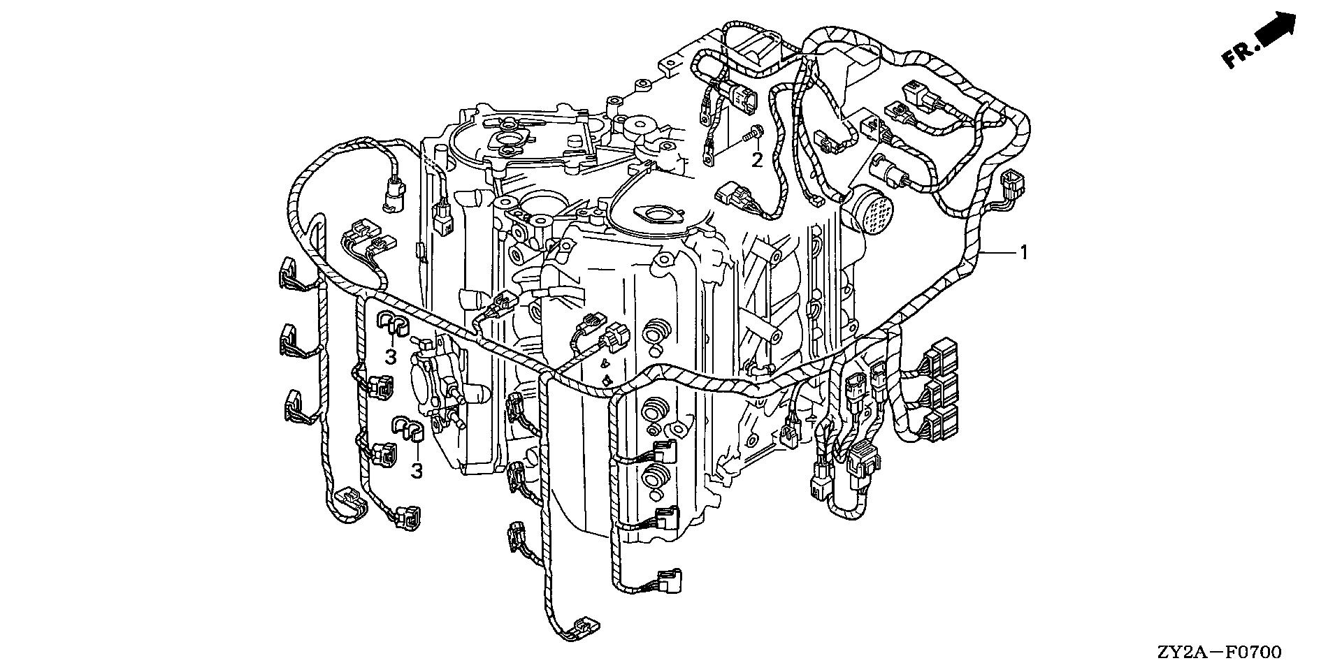 BF225 BF225A6 wire harness exploded parts diagram with numbered part references