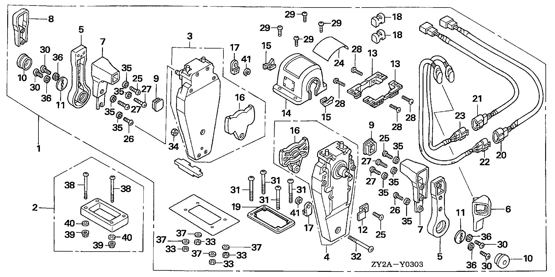 BF225 BF225A6 remote control (top mount dual type) (l.) exploded parts diagram with numbered part references