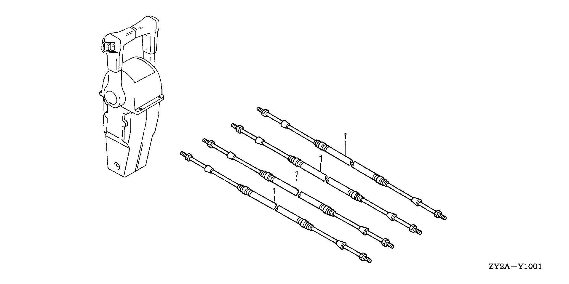 BF225 BF225A6 cable (dual) exploded parts diagram with numbered part references