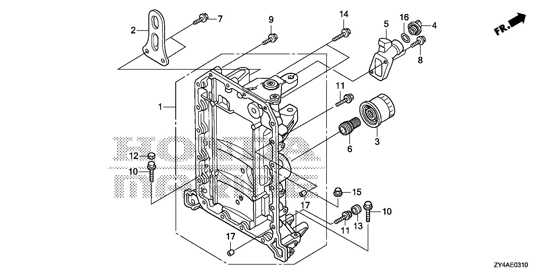 BF225 BF225AK3 crankcase exploded parts diagram with numbered part references
